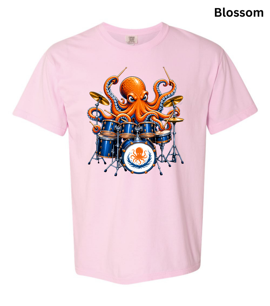 Funny Octopus Drummer T-Shirt | Drumming Octopus Graphic Tee | Cute Drum Player Shirt | Music Lover Gift | Drummer Apparel | Marine Animal Shirt