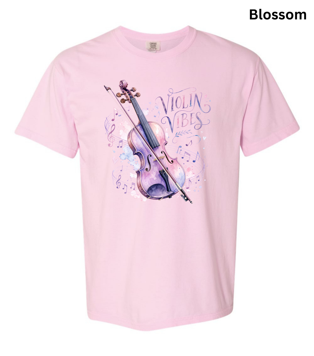 Violin Vibes T-Shirt | Watercolor Violin Graphic Tee for Violinists, Orchestra Musicians & Music Lovers