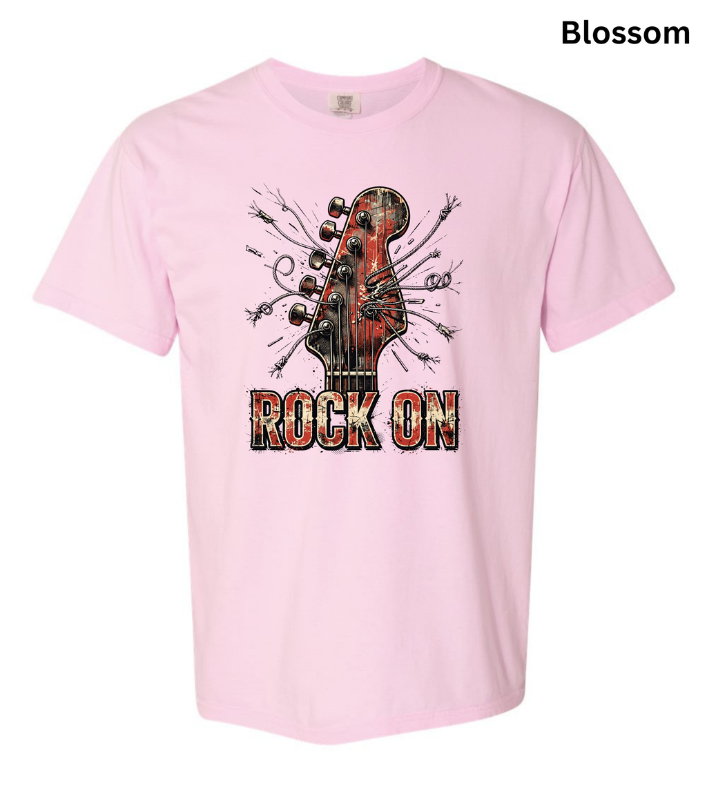 Rock On Guitar T-Shirt | Vintage Rock Music Tee | Guitar Player Shirt | Music Lover Graphic Tee | Rock Band Shirt | Musician Gift for Men & Women