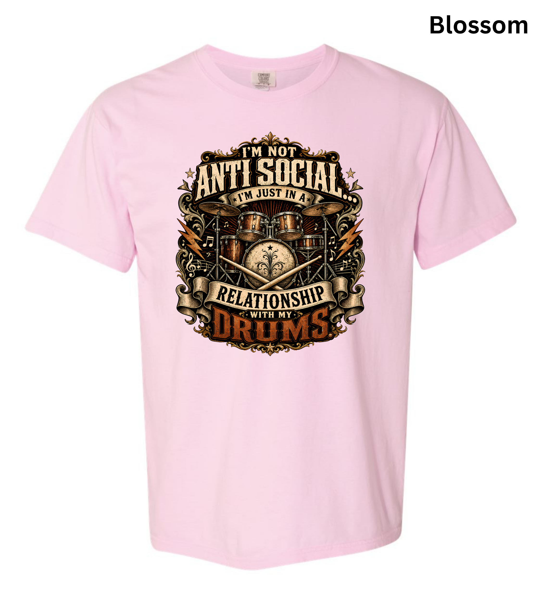 I'm Not Anti Social I'm Just in a Relationship With My Drums T-Shirt | Funny Drummer Shirt | Vintage Drum Set Tee | Drummer Gift | Musician Apparel