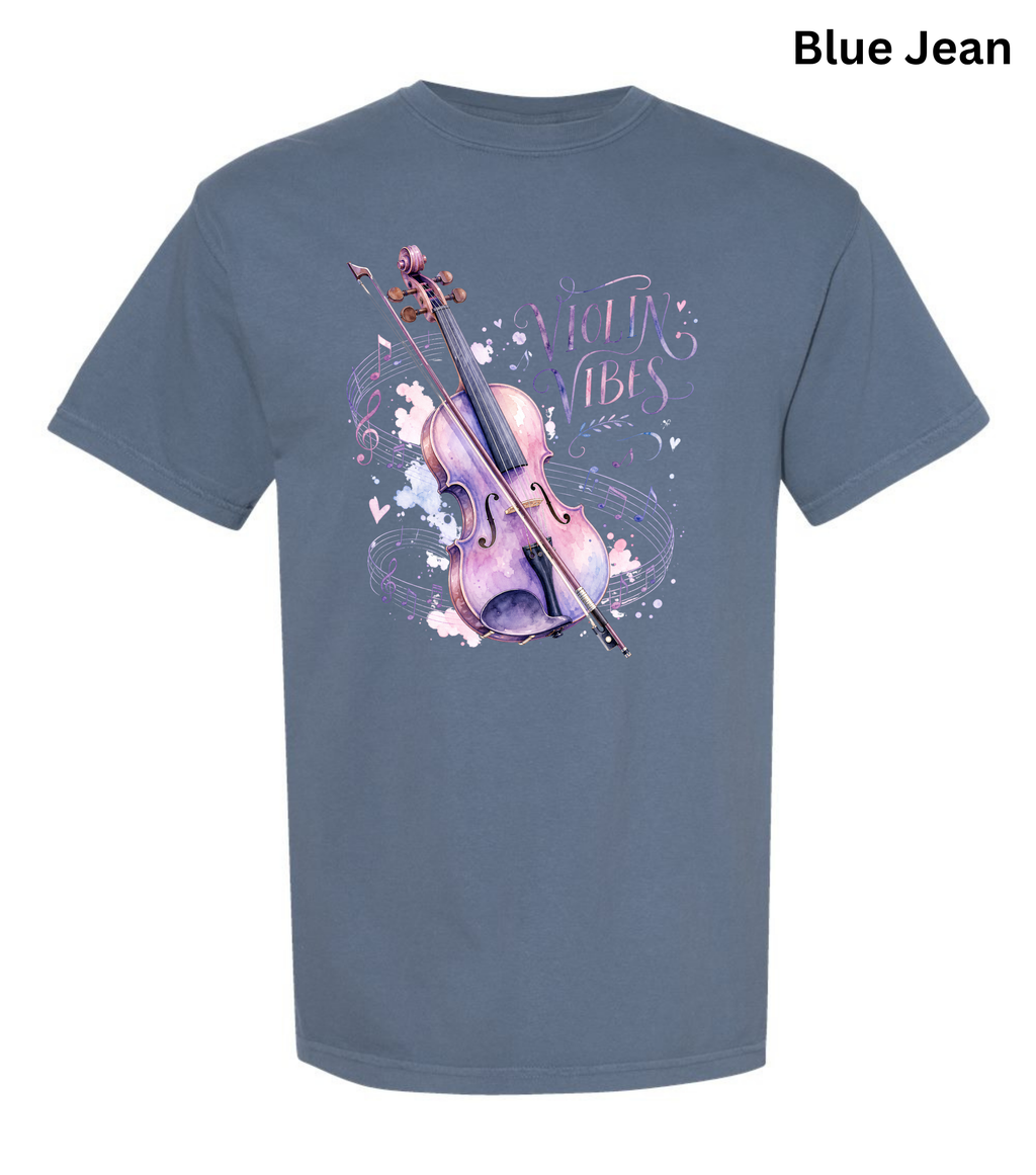 Violin Vibes T-Shirt | Watercolor Violin Graphic Tee for Violinists, Orchestra Musicians & Music Lovers