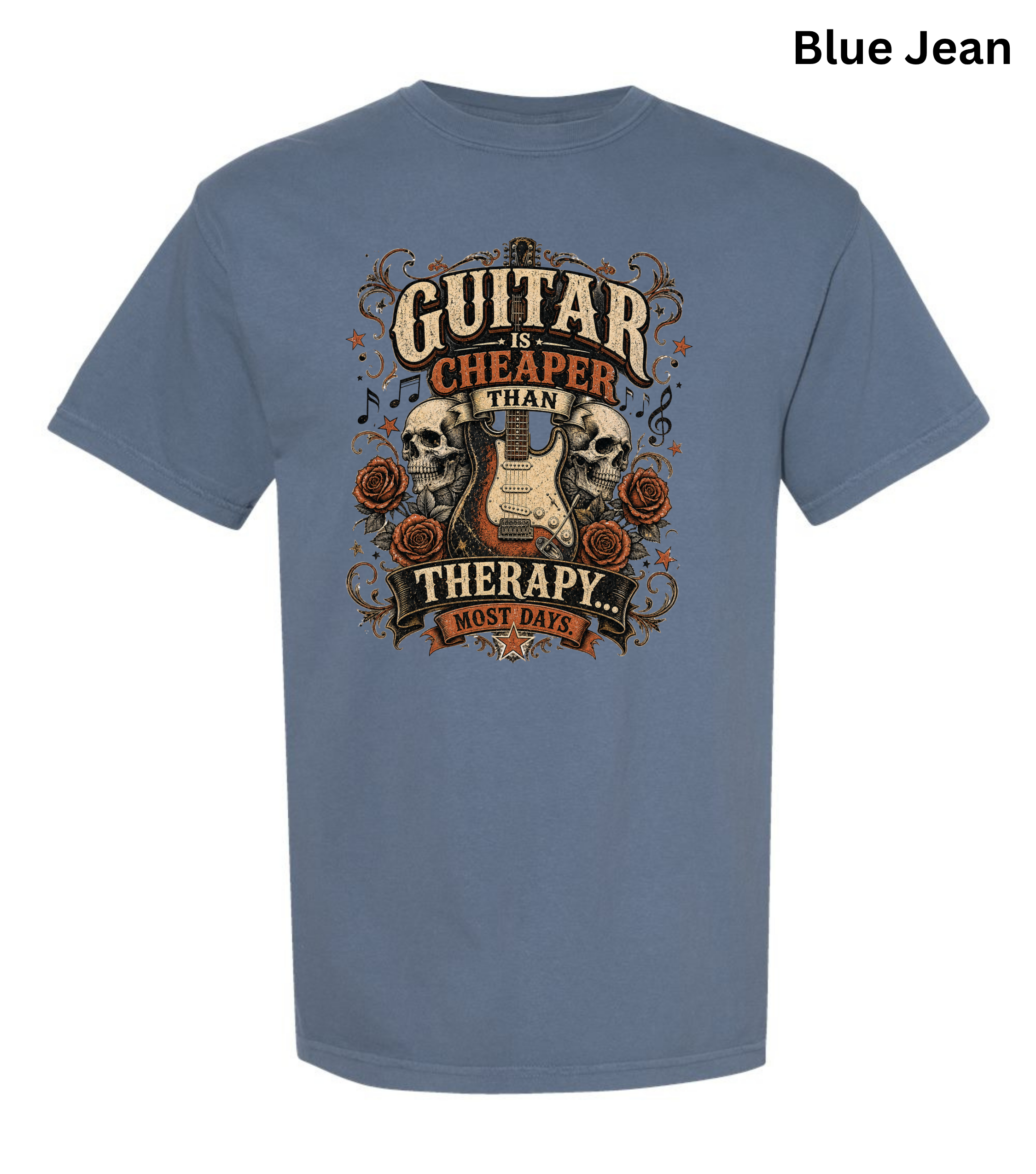 Guitar Is Cheaper Than Therapy Shirt | Funny Guitar Player T-Shirt | Vintage Guitar Tee | Rock Music Shirt | Guitarist Gift | Musician Graphic Tee