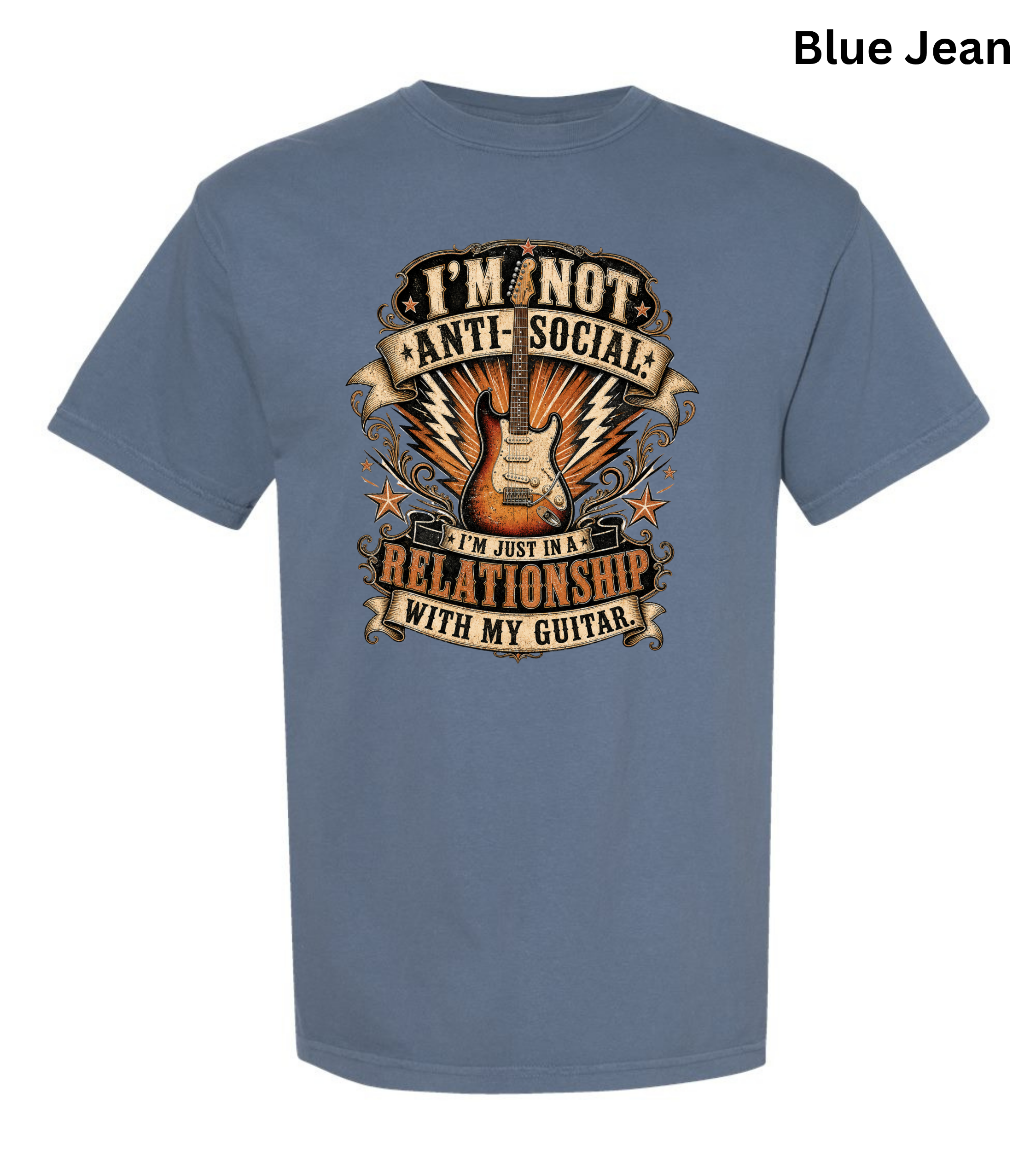 I'm Not Anti Social I'm Just in a Relationship with My Guitar Shirt | Funny Guitar Player T-Shirt | Vintage Musician Tee | Rock Guitar Gift