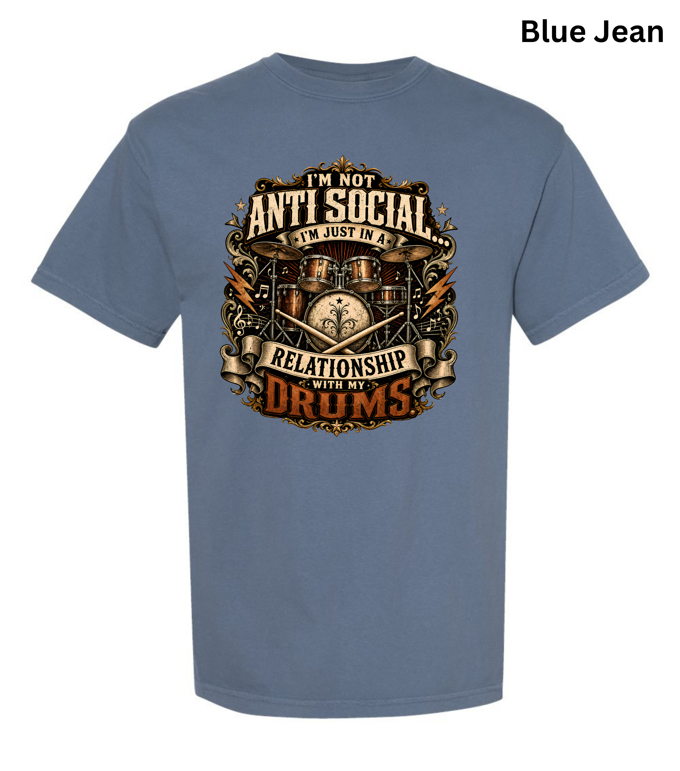 I'm Not Anti Social I'm Just in a Relationship With My Drums T-Shirt | Funny Drummer Shirt | Vintage Drum Set Tee | Drummer Gift | Musician Apparel