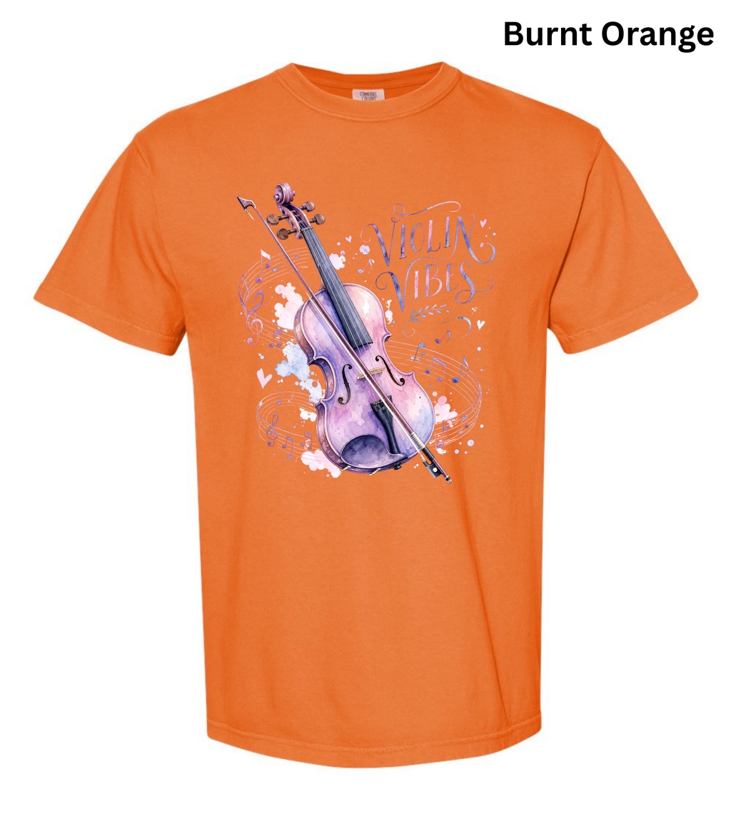 Violin Vibes T-Shirt | Watercolor Violin Graphic Tee for Violinists, Orchestra Musicians & Music Lovers