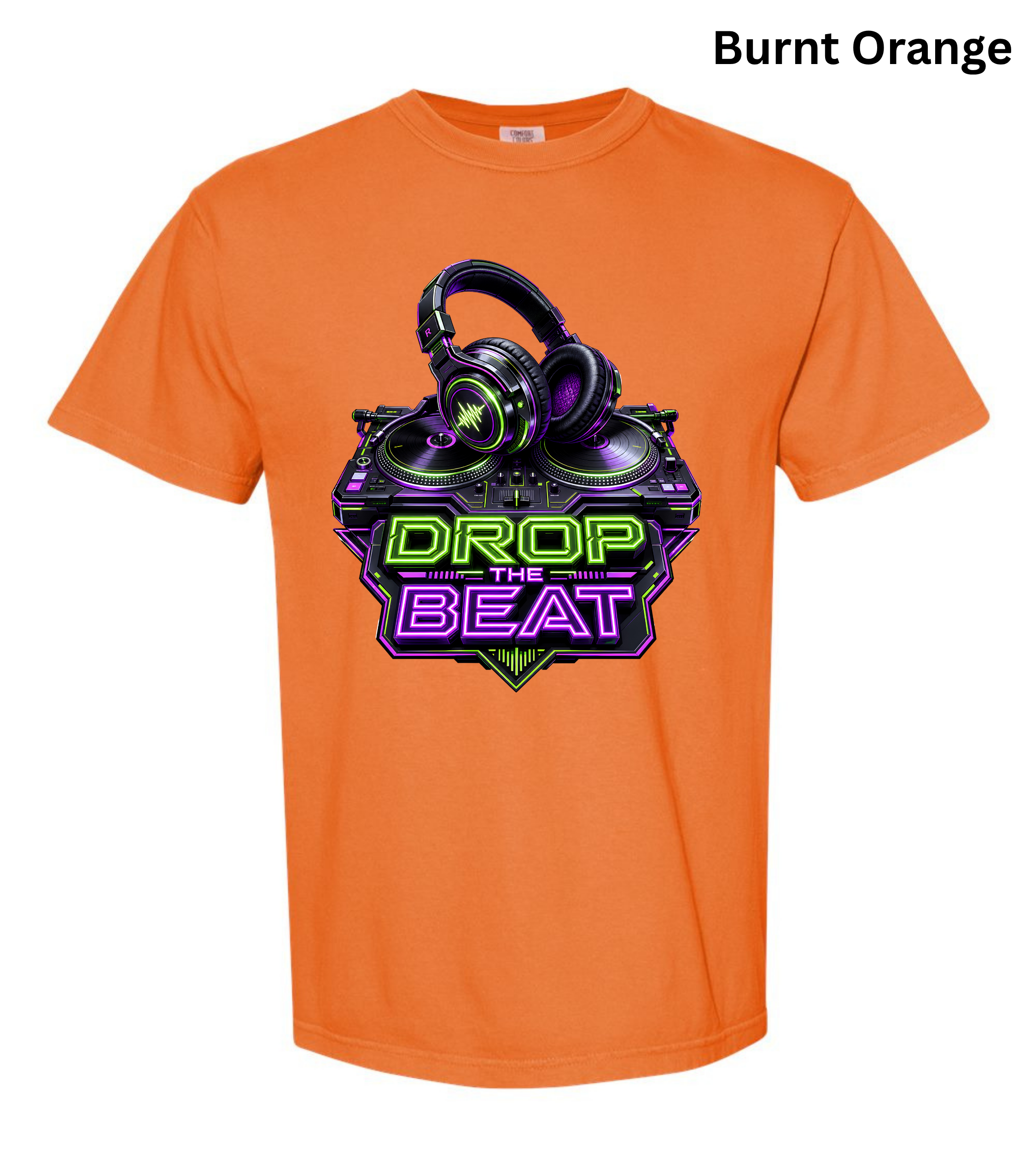 Drop the Beat DJ T-Shirt | Neon DJ Headphones & Turntable Graphic Tee for DJs, EDM & Electronic Music Lovers