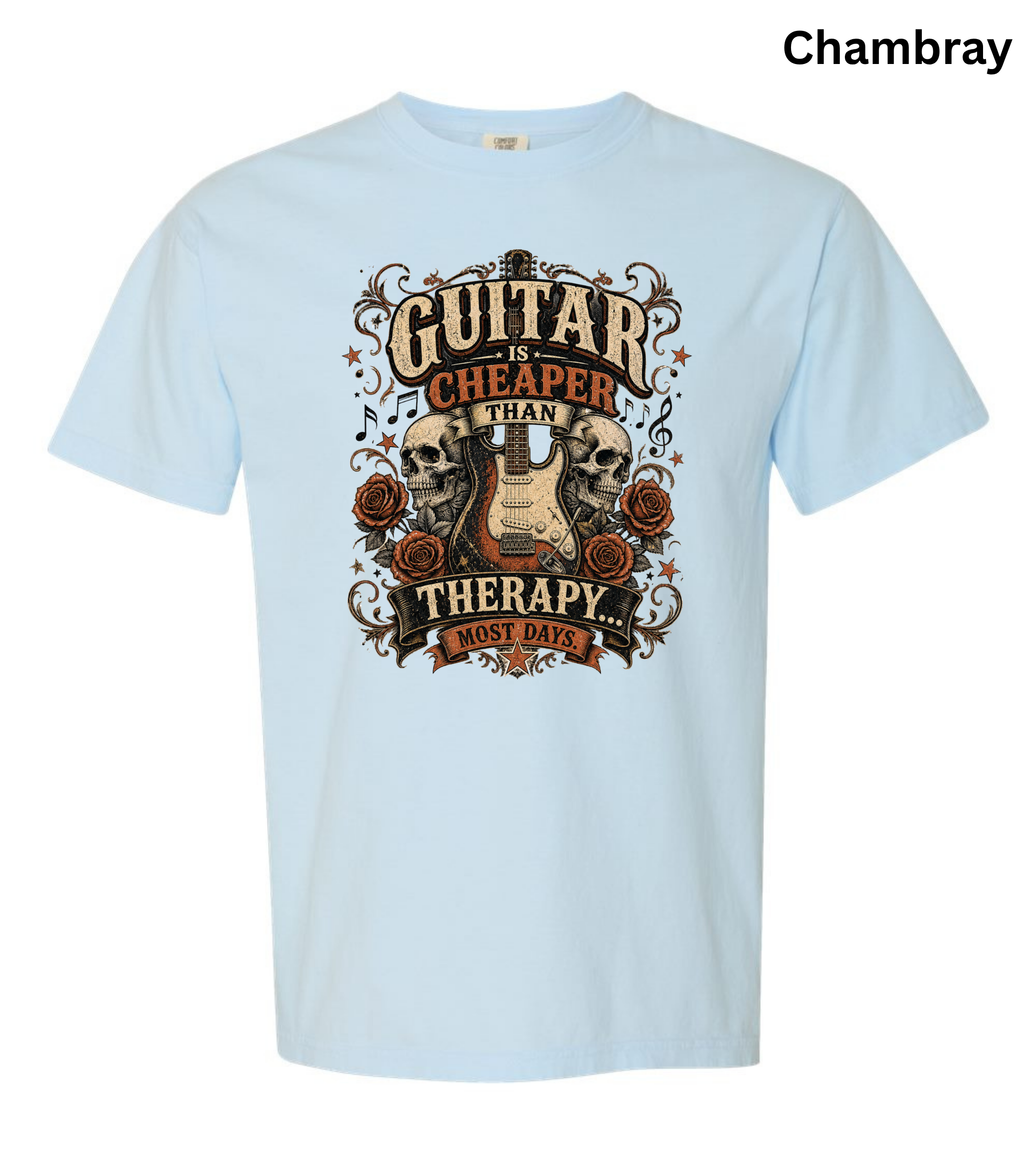 Guitar Is Cheaper Than Therapy Shirt | Funny Guitar Player T-Shirt | Vintage Guitar Tee | Rock Music Shirt | Guitarist Gift | Musician Graphic Tee