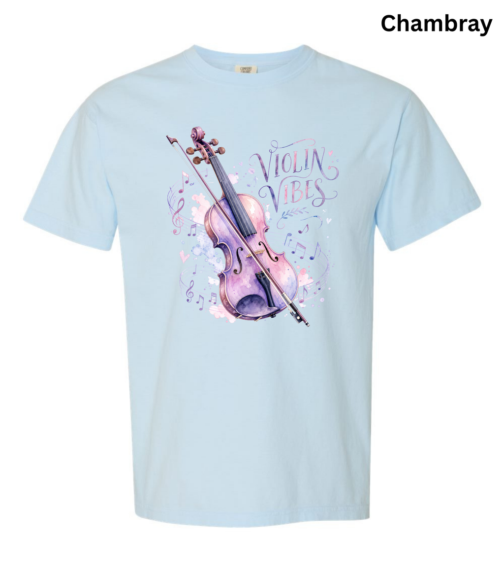 Violin Vibes T-Shirt | Watercolor Violin Graphic Tee for Violinists, Orchestra Musicians & Music Lovers