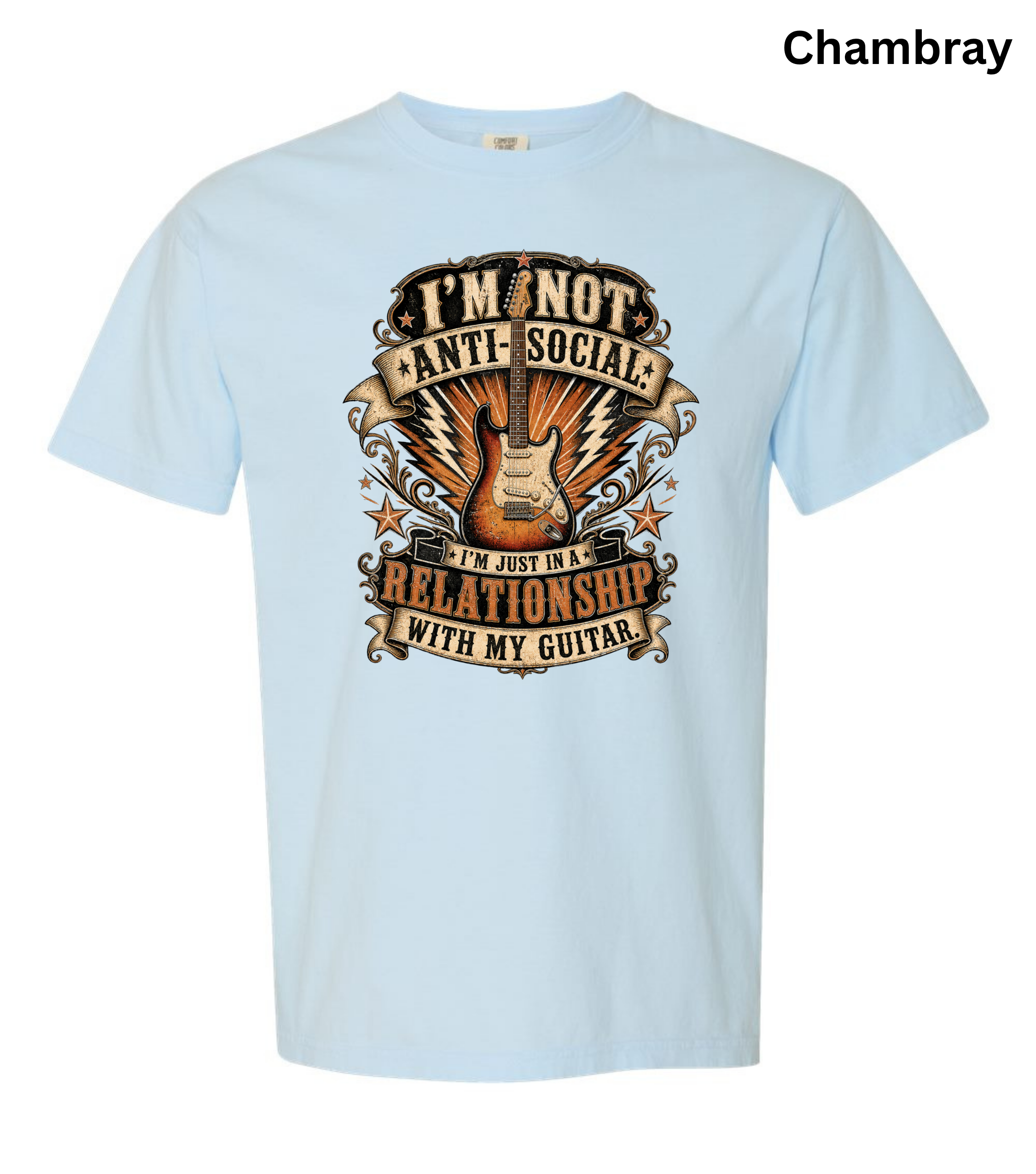 I'm Not Anti Social I'm Just in a Relationship with My Guitar Shirt | Funny Guitar Player T-Shirt | Vintage Musician Tee | Rock Guitar Gift