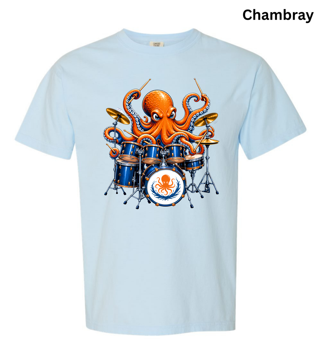 Funny Octopus Drummer T-Shirt | Drumming Octopus Graphic Tee | Cute Drum Player Shirt | Music Lover Gift | Drummer Apparel | Marine Animal Shirt