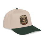 Beige and green cap with a patch on a white background
