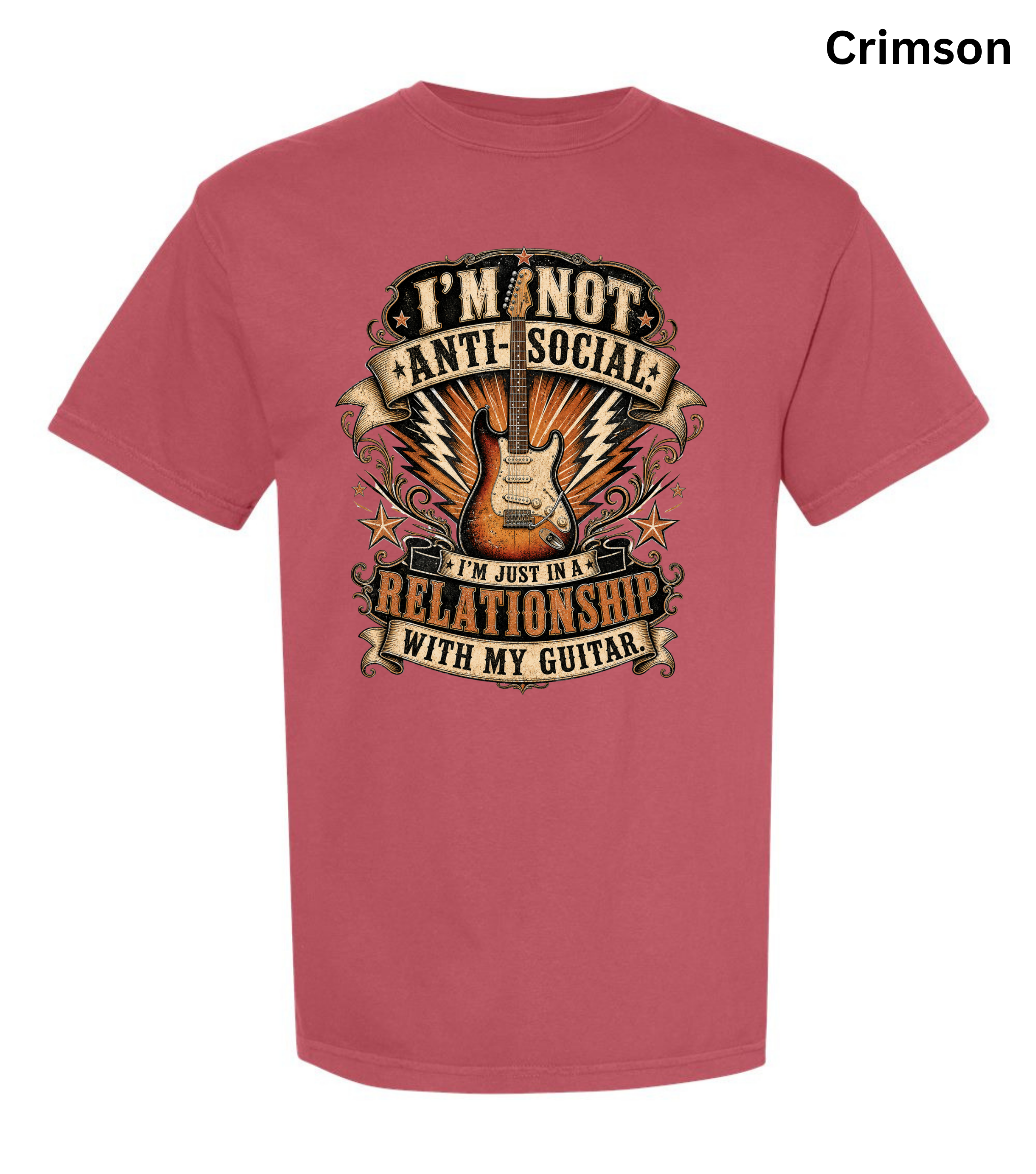 I'm Not Anti Social I'm Just in a Relationship with My Guitar Shirt | Funny Guitar Player T-Shirt | Vintage Musician Tee | Rock Guitar Gift