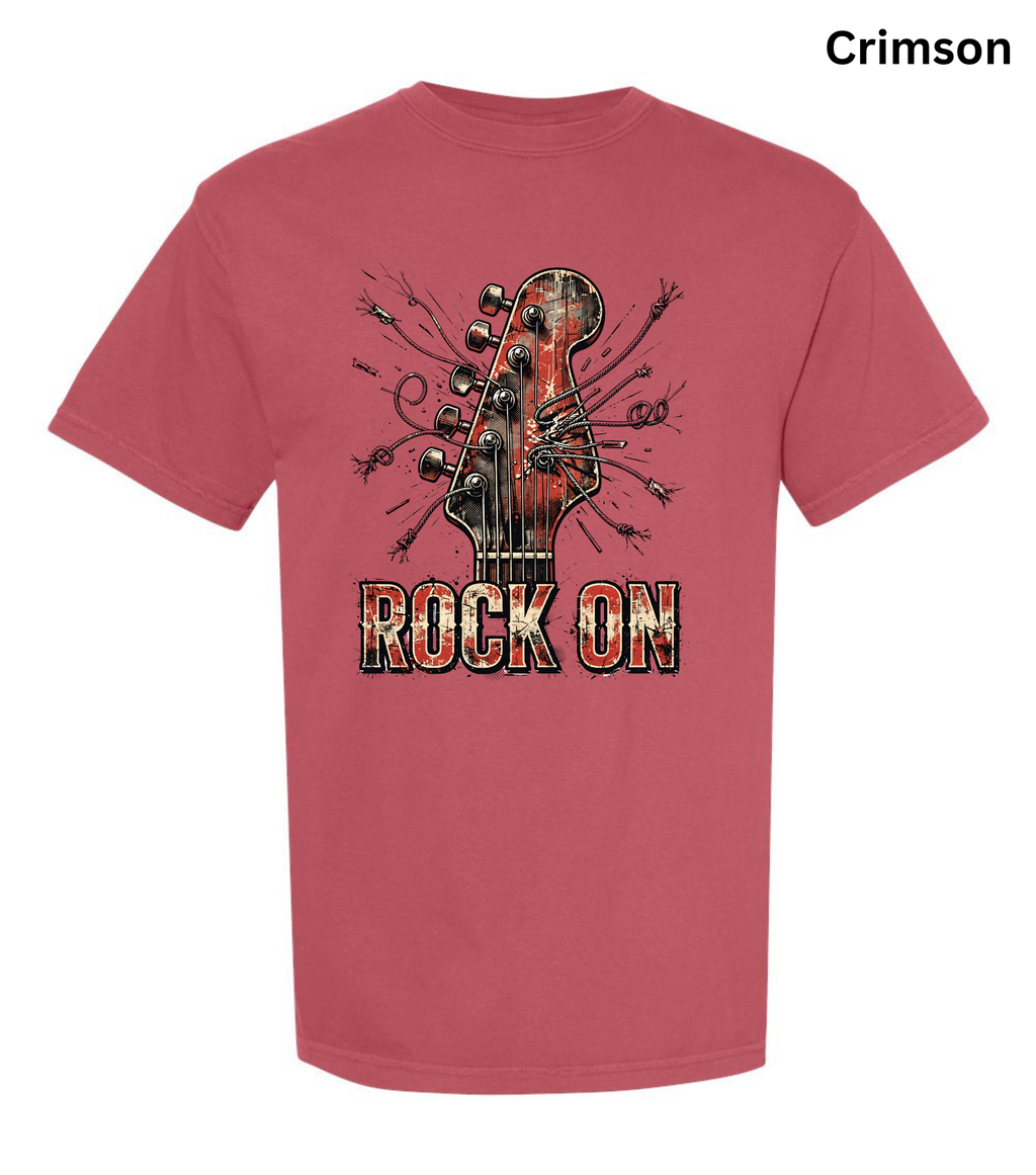 Rock On Guitar T-Shirt | Vintage Rock Music Tee | Guitar Player Shirt | Music Lover Graphic Tee | Rock Band Shirt | Musician Gift for Men & Women