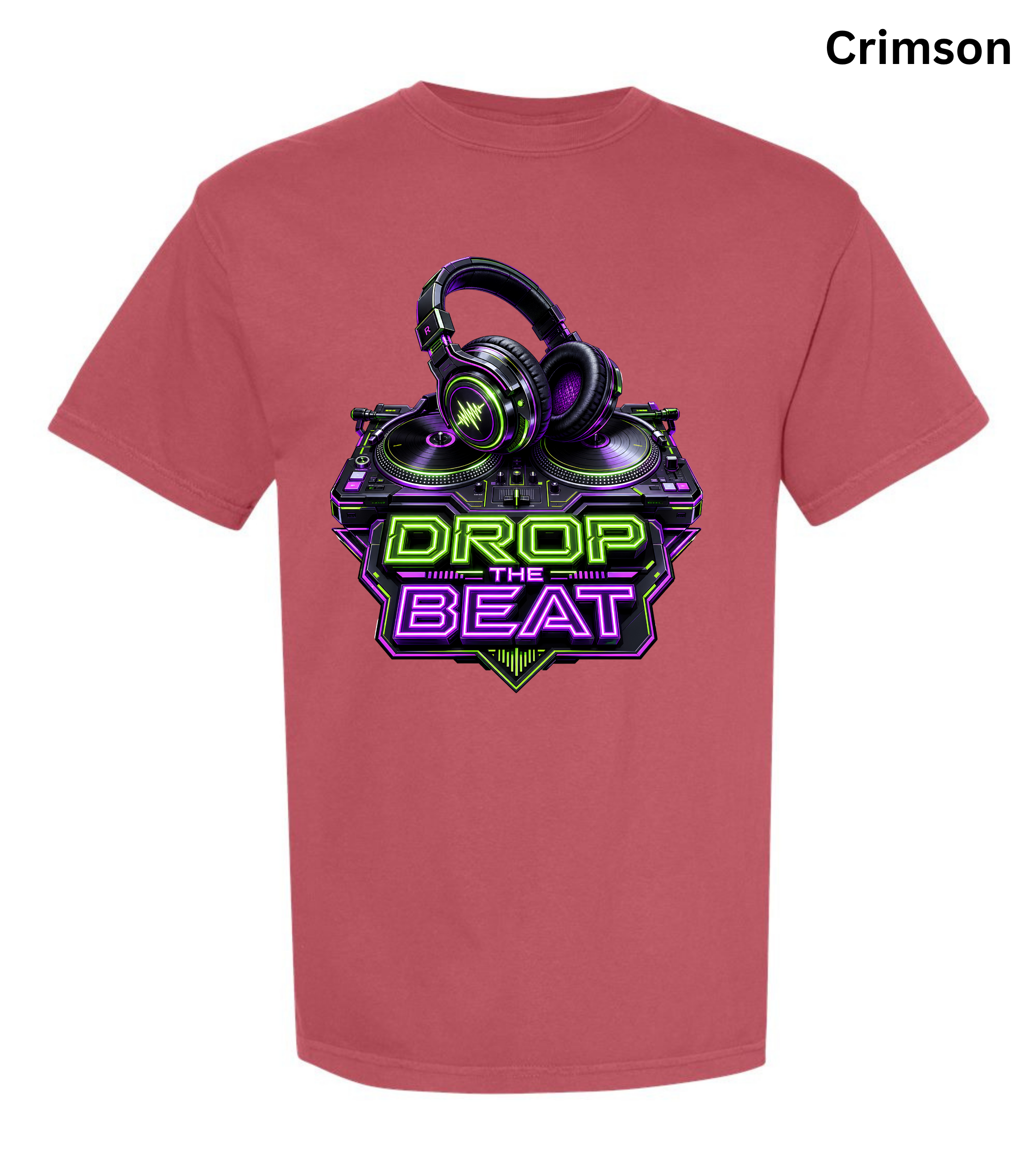 Drop the Beat DJ T-Shirt | Neon DJ Headphones & Turntable Graphic Tee for DJs, EDM & Electronic Music Lovers