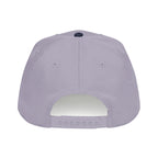 A light lavender-gray snapback cap shown from the back, featuring a curved brim with an adjustable screw-back closure and ventilation eyelets, set against a plain white background.