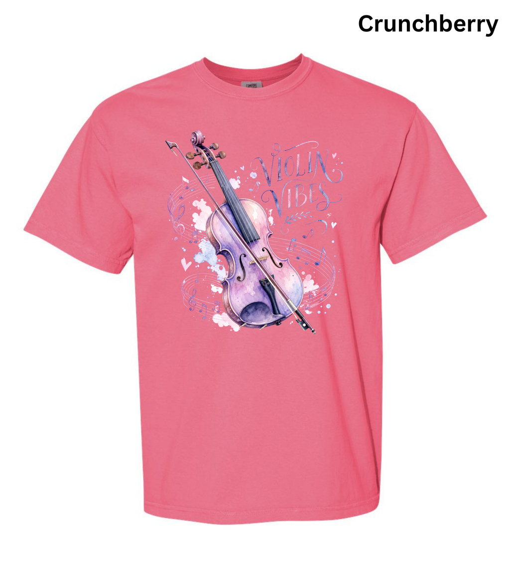 Violin Vibes T-Shirt | Watercolor Violin Graphic Tee for Violinists, Orchestra Musicians & Music Lovers