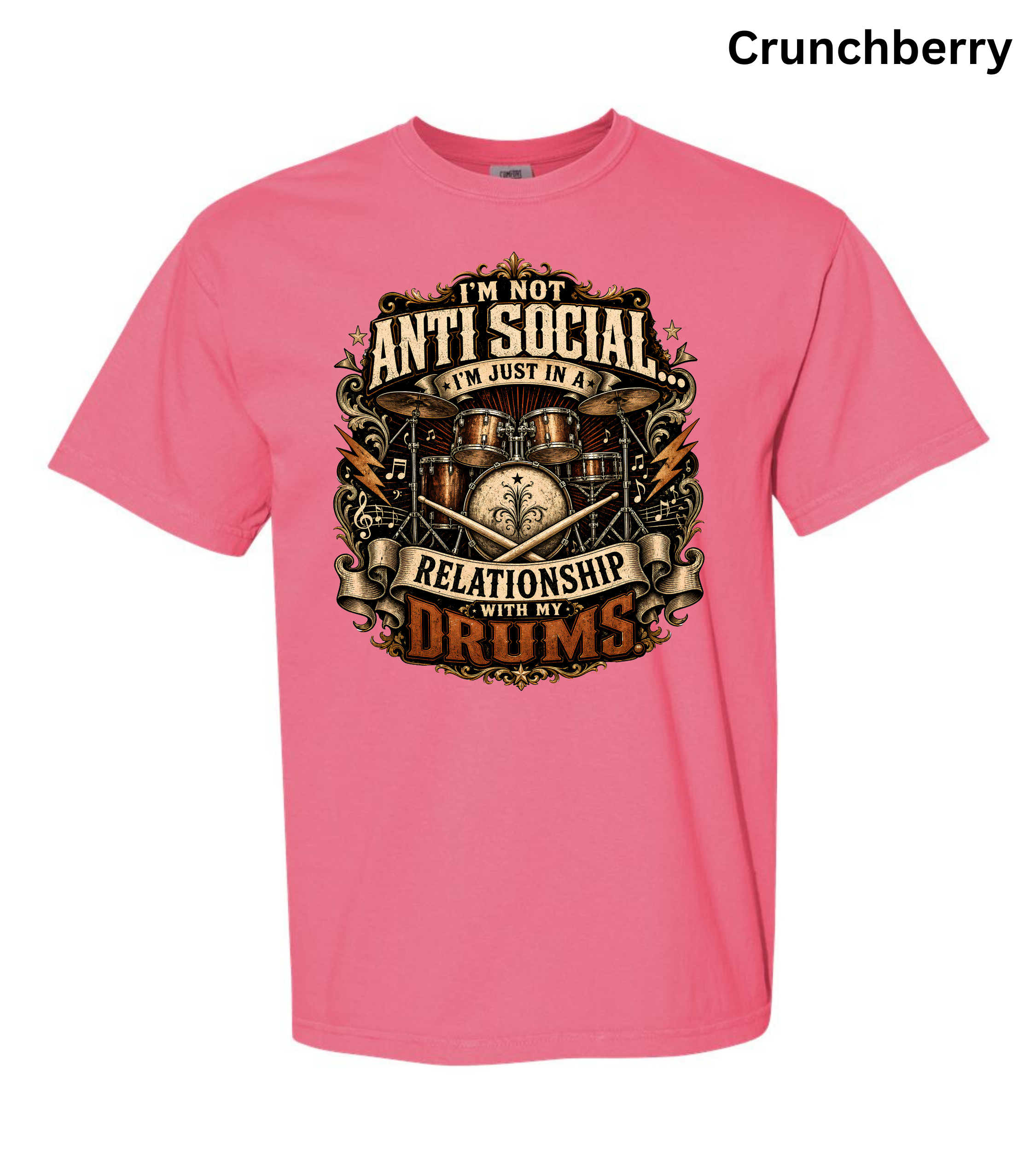 I'm Not Anti Social I'm Just in a Relationship With My Drums T-Shirt | Funny Drummer Shirt | Vintage Drum Set Tee | Drummer Gift | Musician Apparel