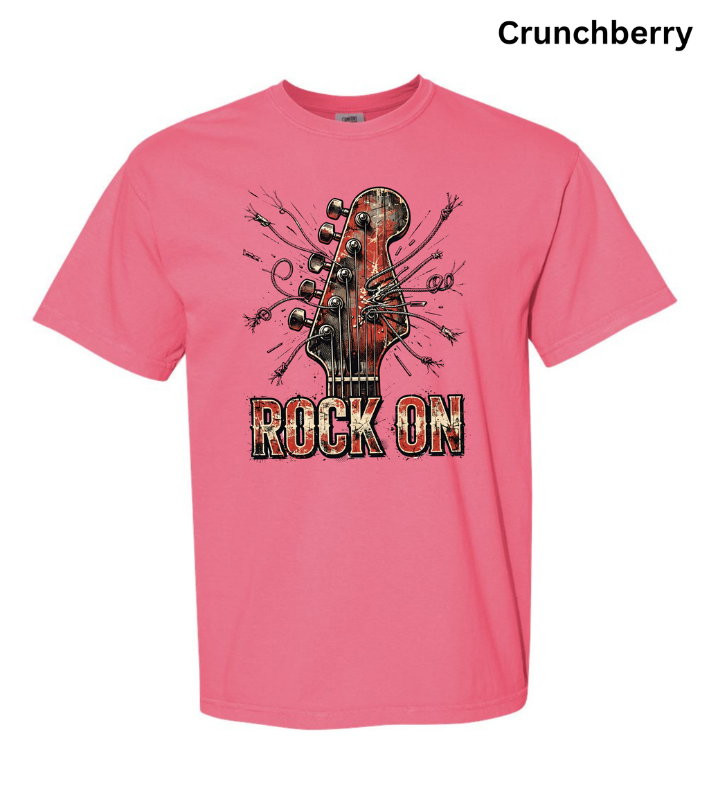Rock On Guitar T-Shirt | Vintage Rock Music Tee | Guitar Player Shirt | Music Lover Graphic Tee | Rock Band Shirt | Musician Gift for Men & Women