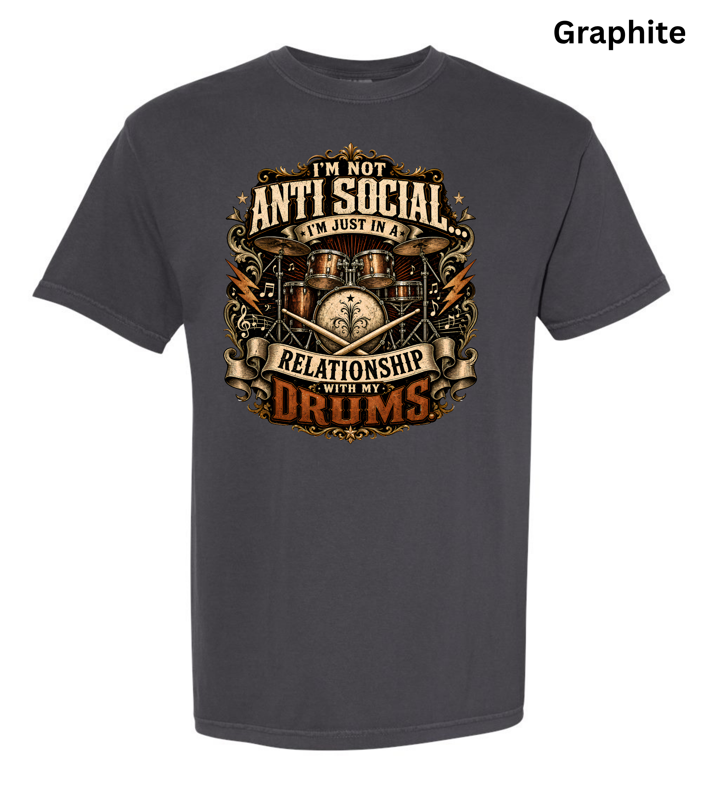 I'm Not Anti Social I'm Just in a Relationship With My Drums T-Shirt | Funny Drummer Shirt | Vintage Drum Set Tee | Drummer Gift | Musician Apparel