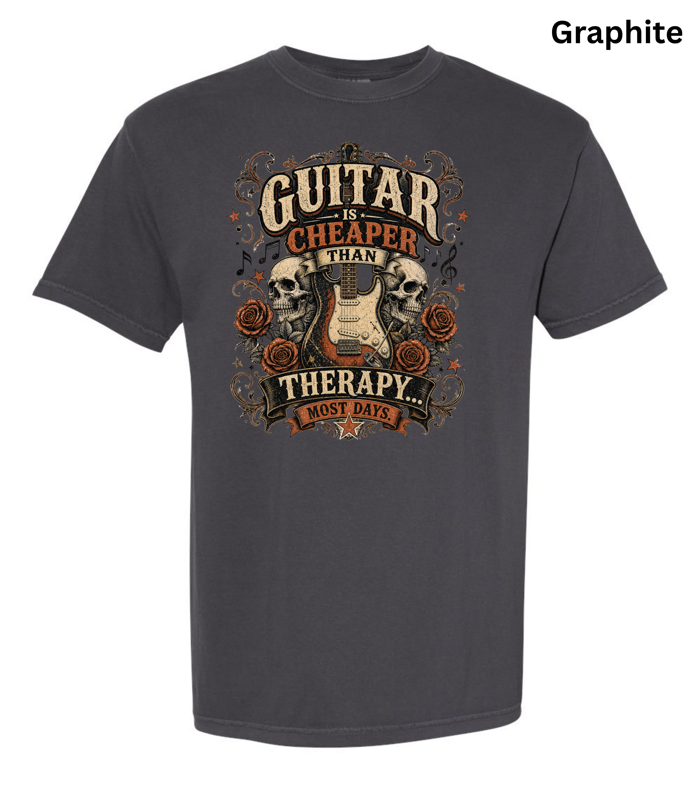 Guitar Is Cheaper Than Therapy Shirt | Funny Guitar Player T-Shirt | Vintage Guitar Tee | Rock Music Shirt | Guitarist Gift | Musician Graphic Tee