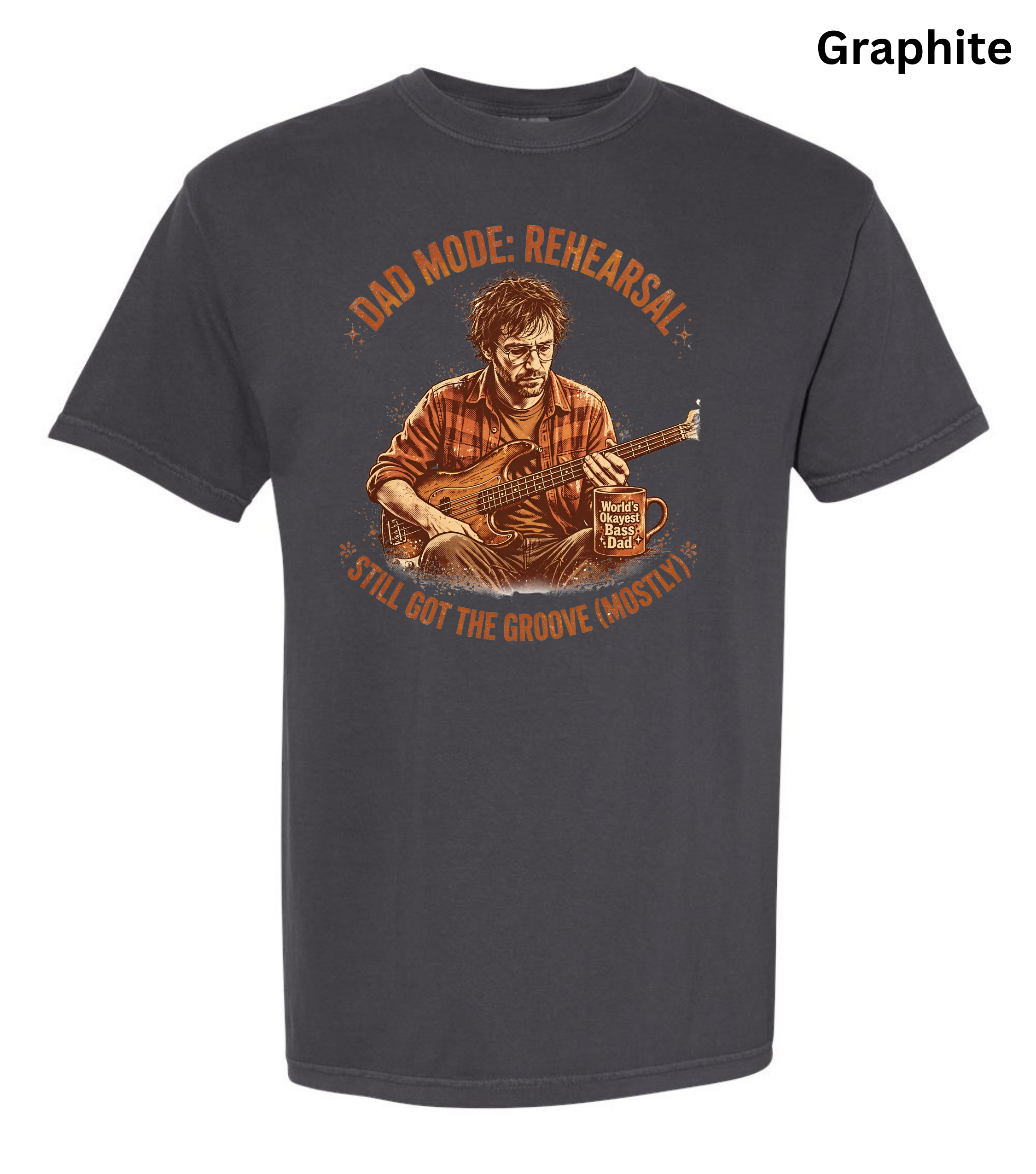 Dad Mode Rehearsal Bass Dad T-Shirt | Funny Bass Guitar Player Shirt | Musician Dad Gift | Father's Day Graphic Tee
