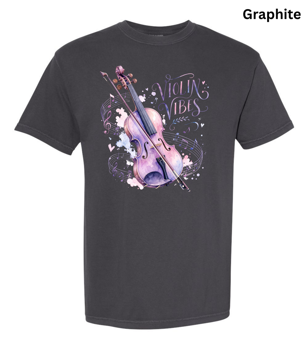 Violin Vibes T-Shirt | Watercolor Violin Graphic Tee for Violinists, Orchestra Musicians & Music Lovers