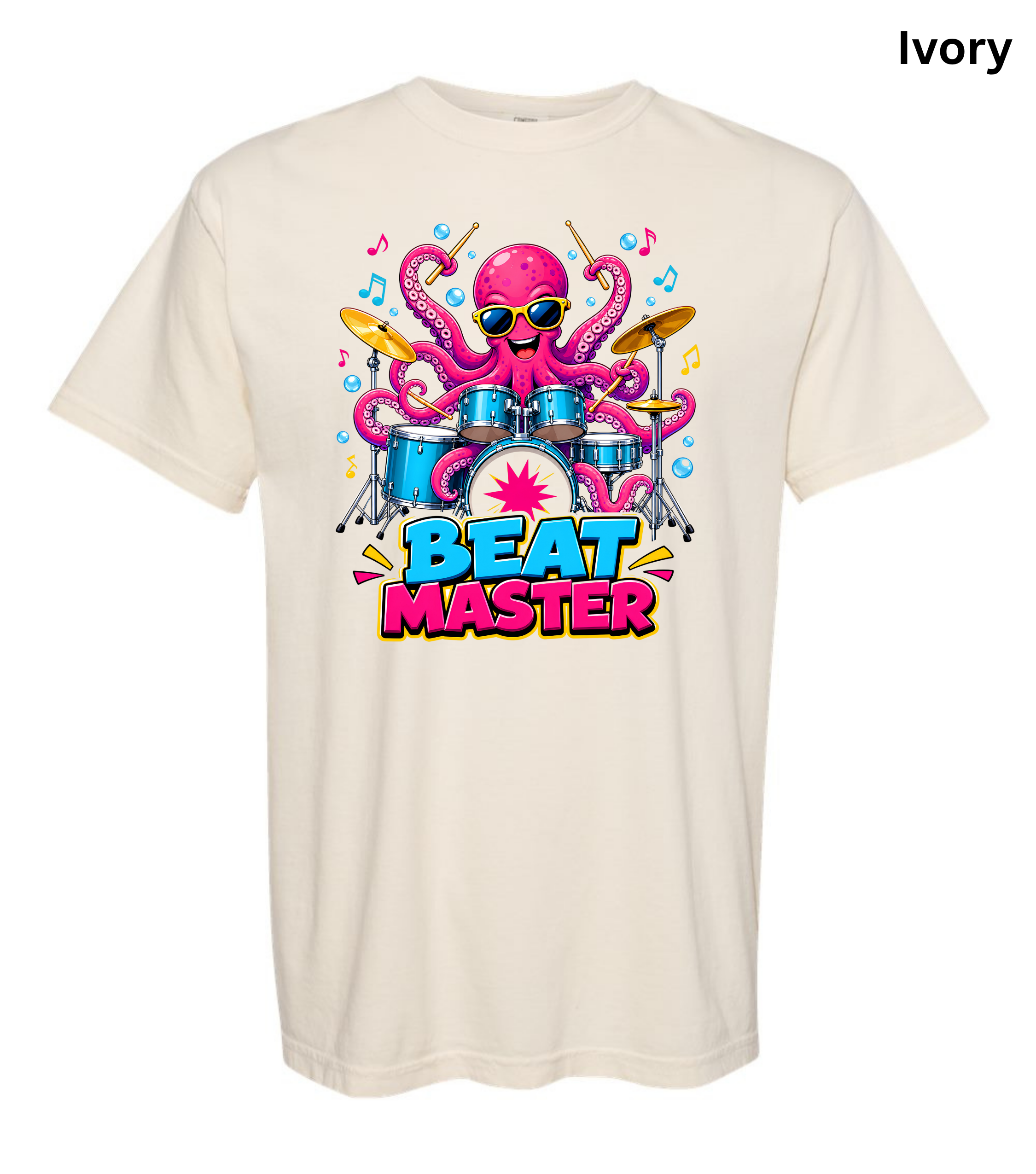 Beat Master Drummer Octopus T-Shirt | Funny Drum Player Tee | Drummer Graphic Shirt | Music Lover Gift | Cute Octopus Drum Set Tee | Unisex Music Apparel