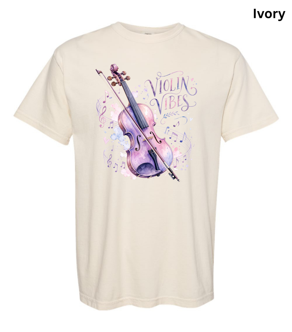 Violin Vibes T-Shirt | Watercolor Violin Graphic Tee for Violinists, Orchestra Musicians & Music Lovers