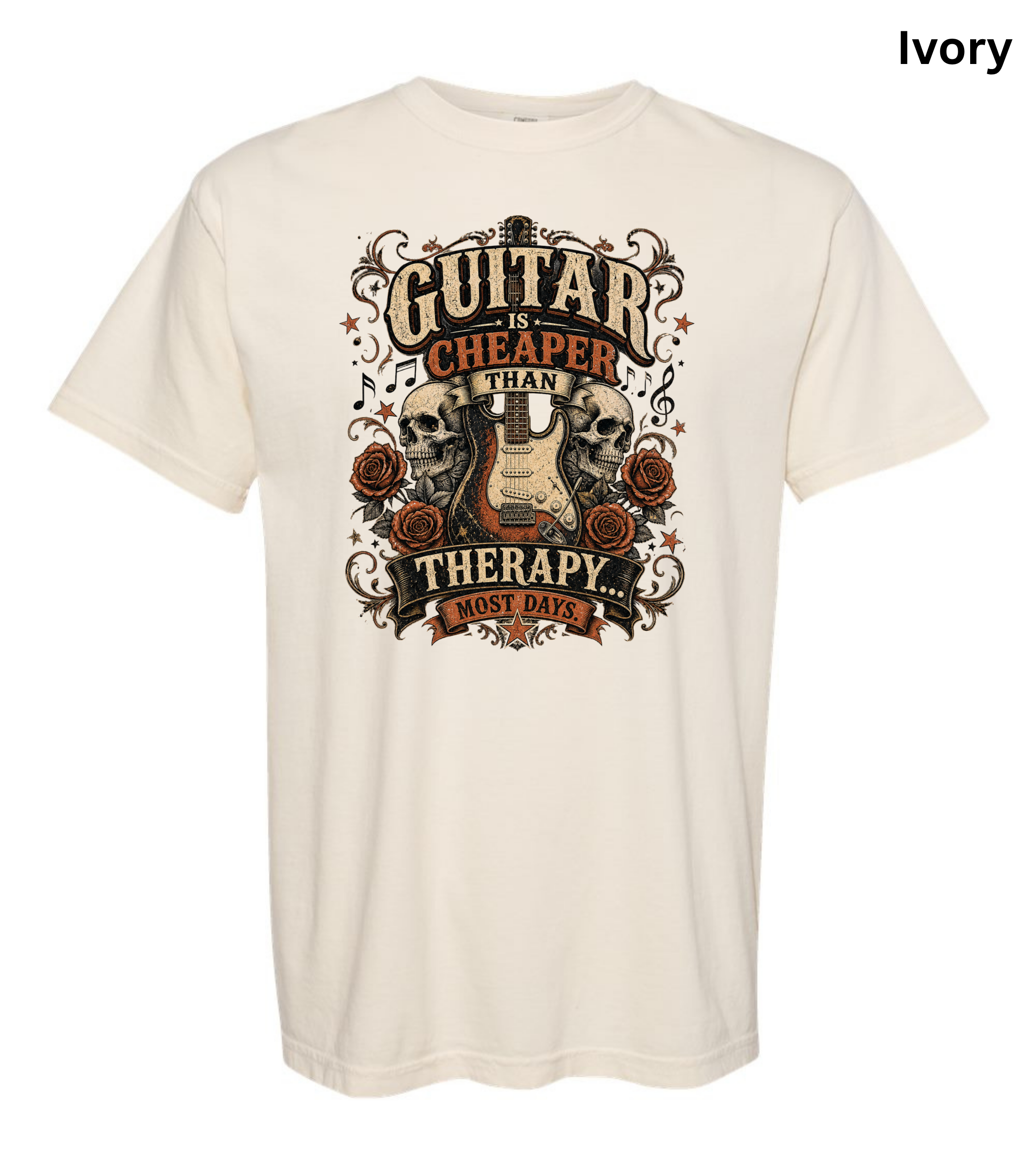 Guitar Is Cheaper Than Therapy Shirt | Funny Guitar Player T-Shirt | Vintage Guitar Tee | Rock Music Shirt | Guitarist Gift | Musician Graphic Tee