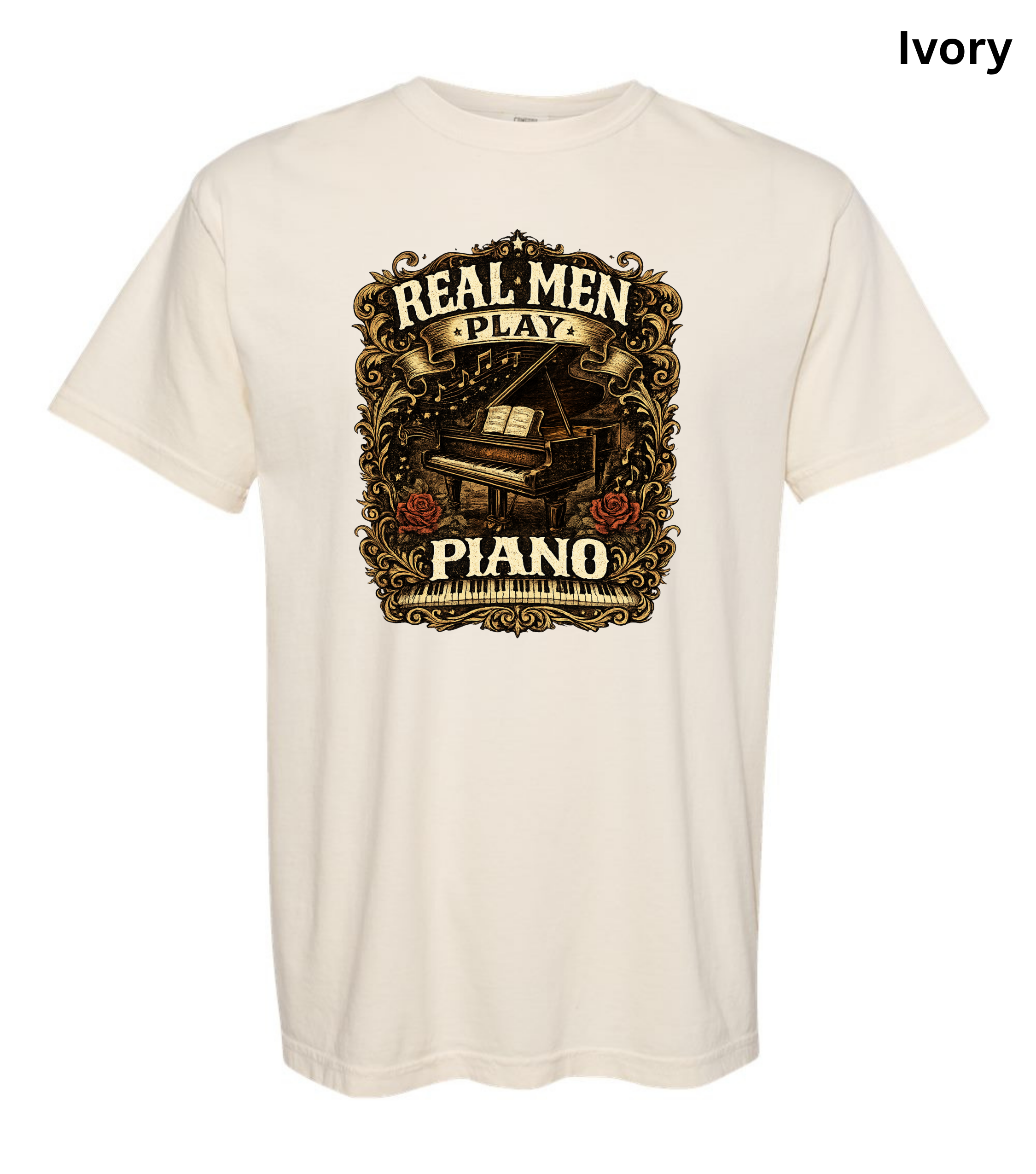 Real Men Play Piano T-Shirt | Funny Pianist Shirt | Vintage Piano Tee | Grand Piano Graphic Shirt | Classical Music Lover Gift | Musician Apparel