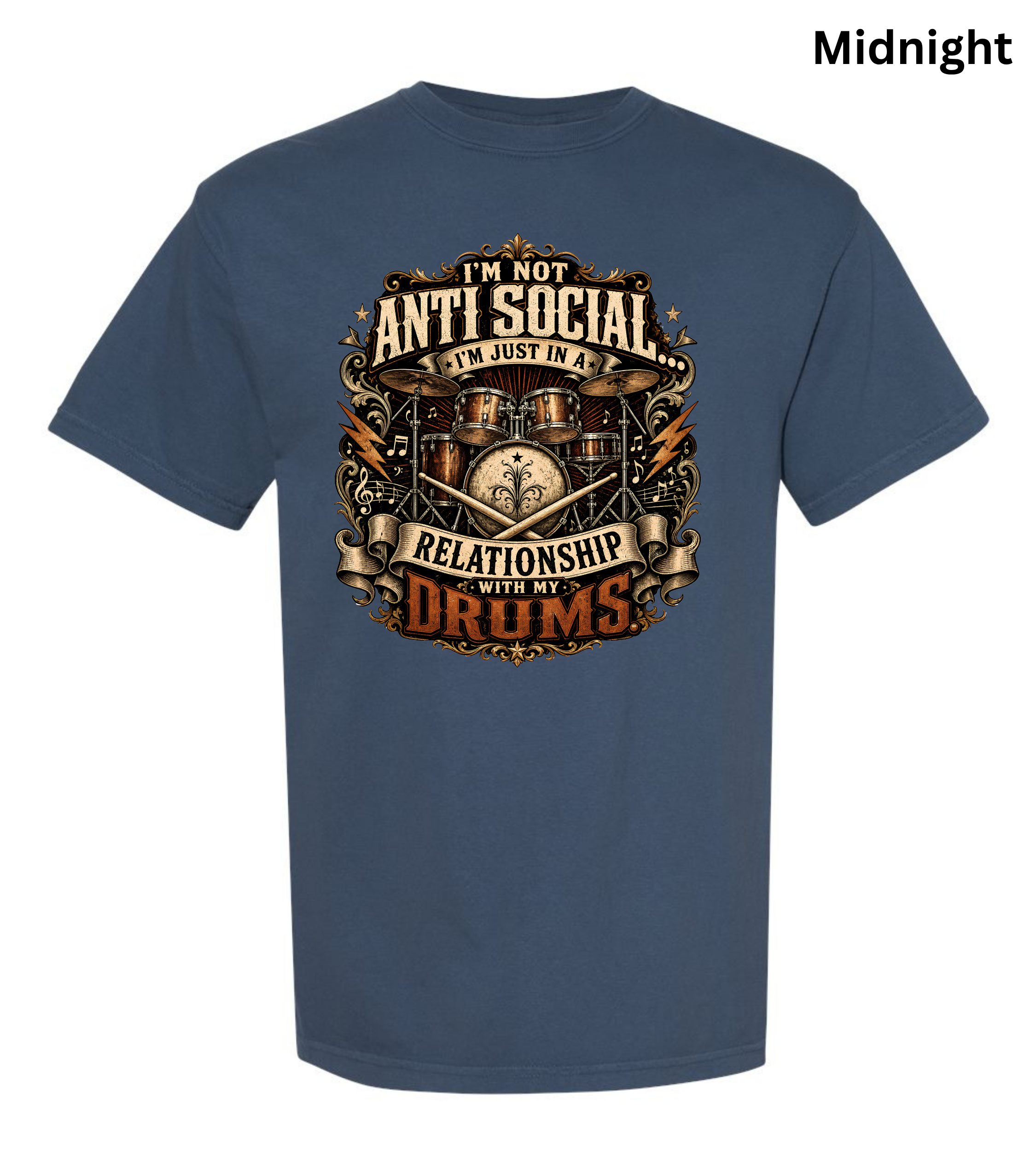 I'm Not Anti Social I'm Just in a Relationship With My Drums T-Shirt | Funny Drummer Shirt | Vintage Drum Set Tee | Drummer Gift | Musician Apparel