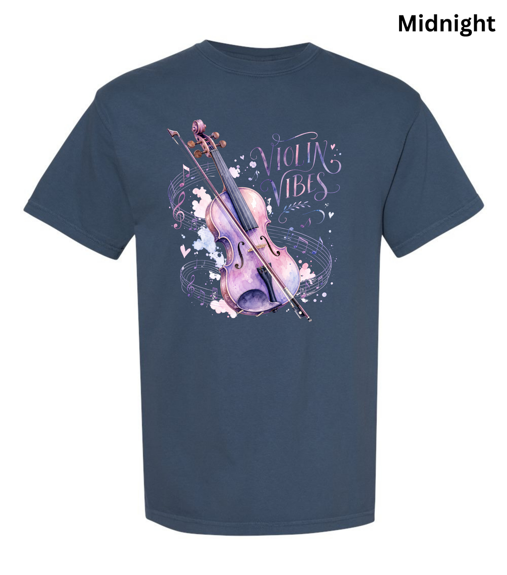 Violin Vibes T-Shirt | Watercolor Violin Graphic Tee for Violinists, Orchestra Musicians & Music Lovers