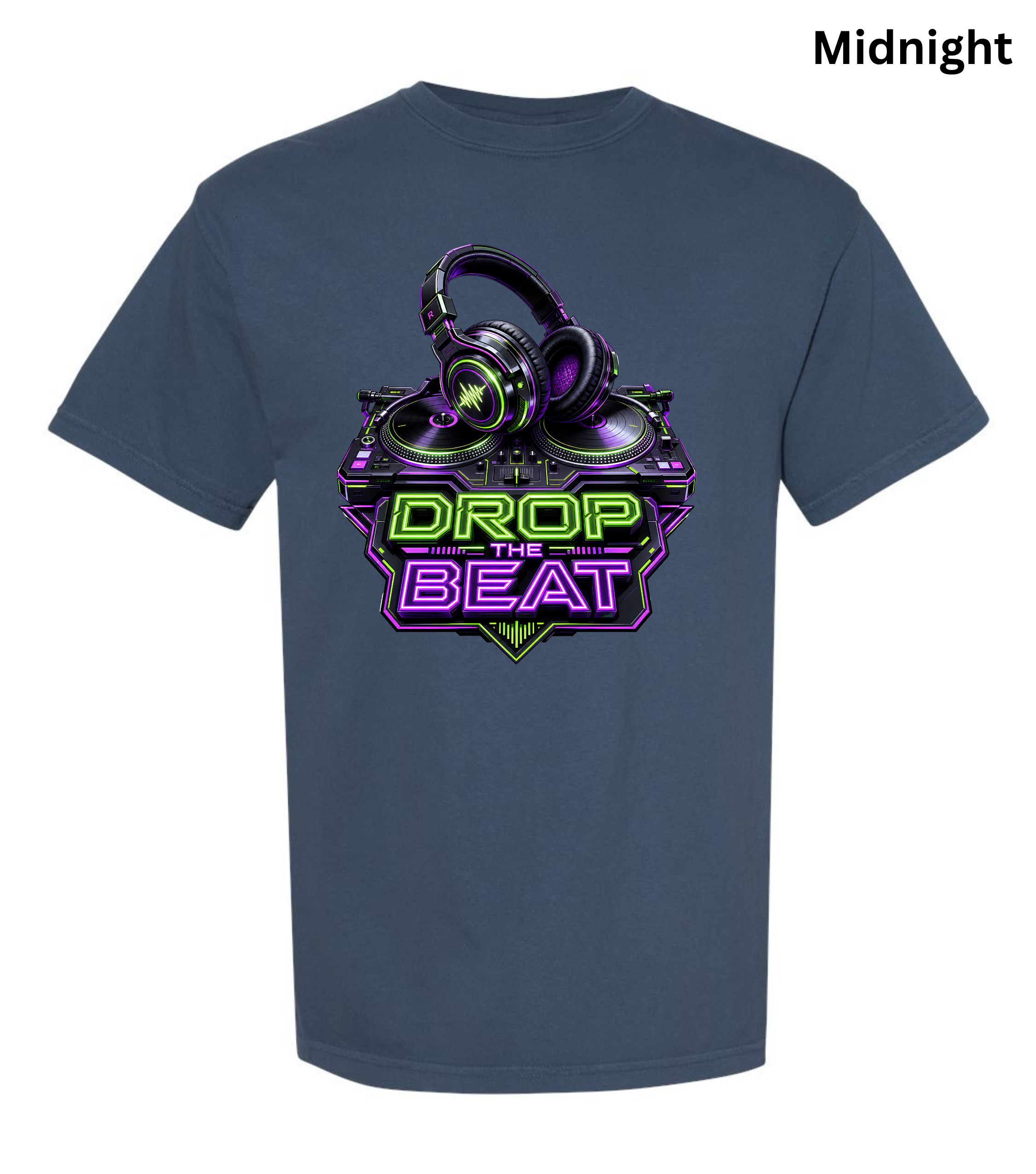Drop the Beat DJ T-Shirt | Neon DJ Headphones & Turntable Graphic Tee for DJs, EDM & Electronic Music Lovers