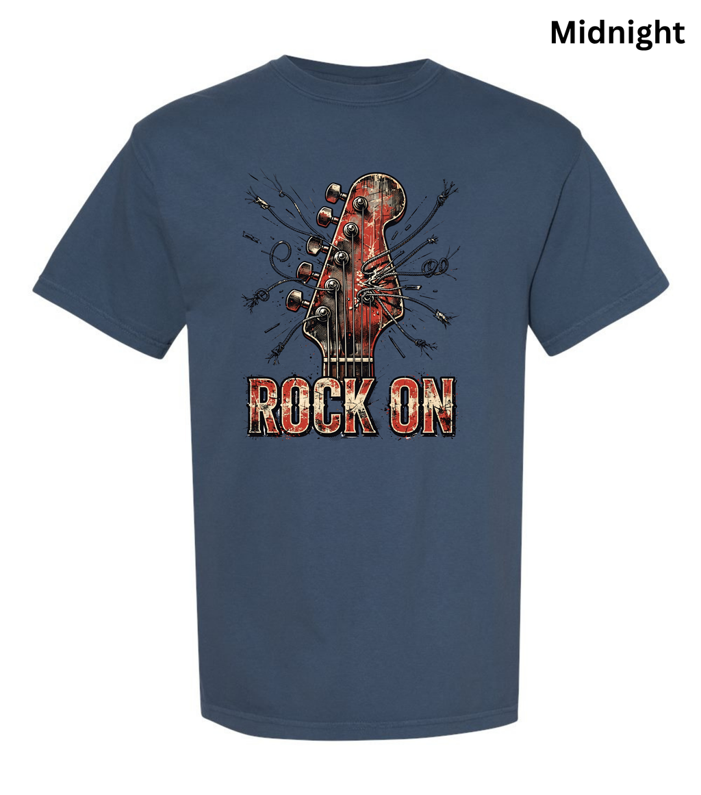 Rock On Guitar T-Shirt | Vintage Rock Music Tee | Guitar Player Shirt | Music Lover Graphic Tee | Rock Band Shirt | Musician Gift for Men & Women