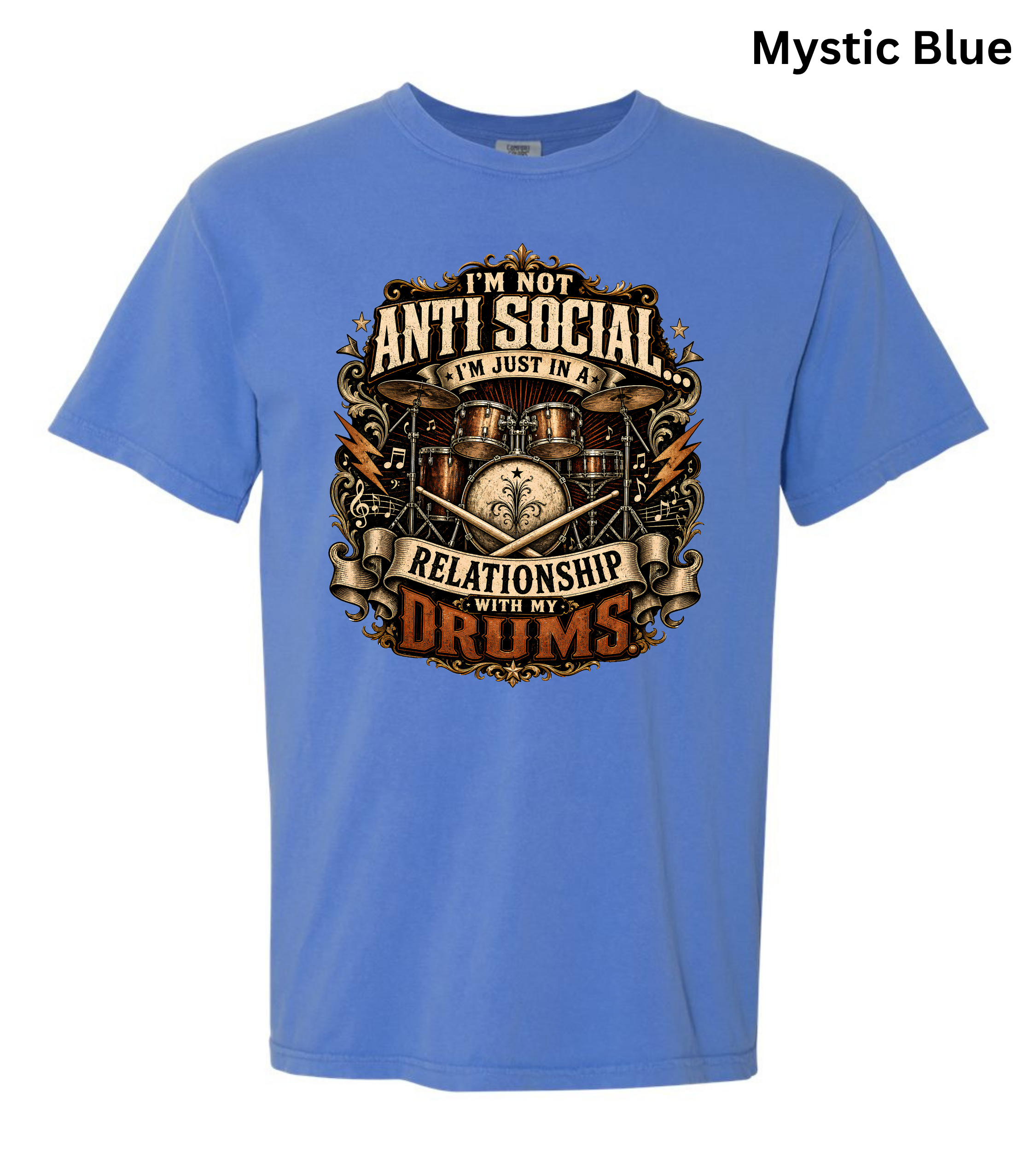 I'm Not Anti Social I'm Just in a Relationship With My Drums T-Shirt | Funny Drummer Shirt | Vintage Drum Set Tee | Drummer Gift | Musician Apparel