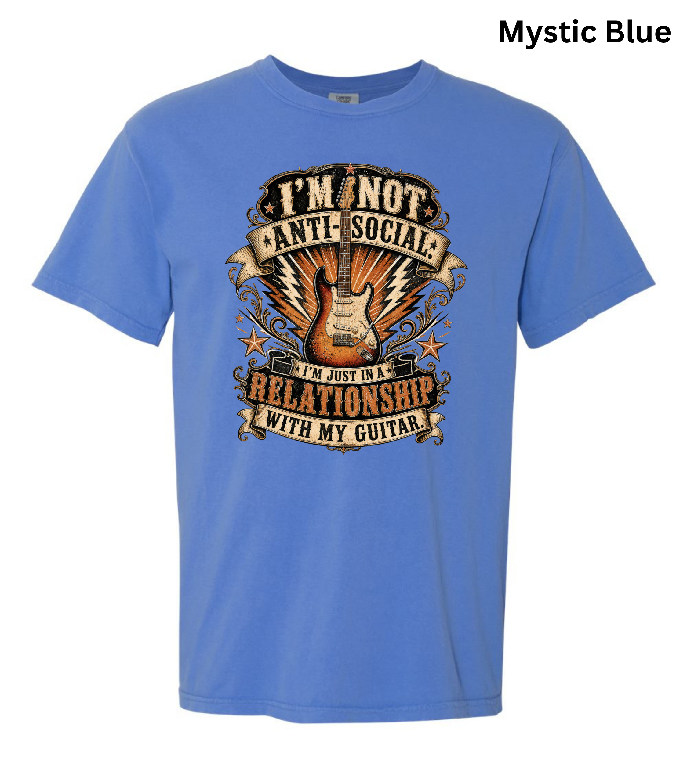 I'm Not Anti Social I'm Just in a Relationship with My Guitar Shirt | Funny Guitar Player T-Shirt | Vintage Musician Tee | Rock Guitar Gift