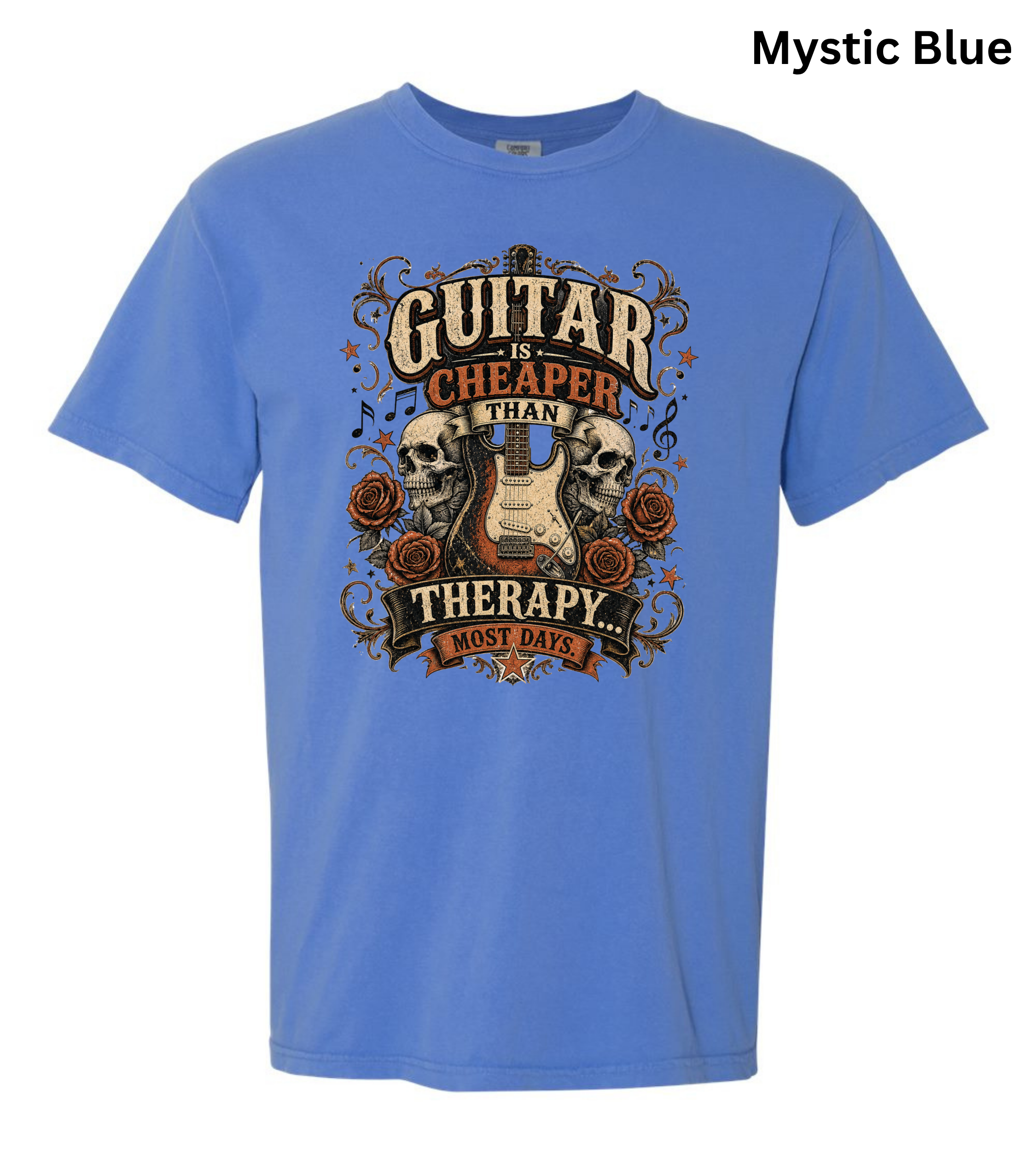 Guitar Is Cheaper Than Therapy Shirt | Funny Guitar Player T-Shirt | Vintage Guitar Tee | Rock Music Shirt | Guitarist Gift | Musician Graphic Tee