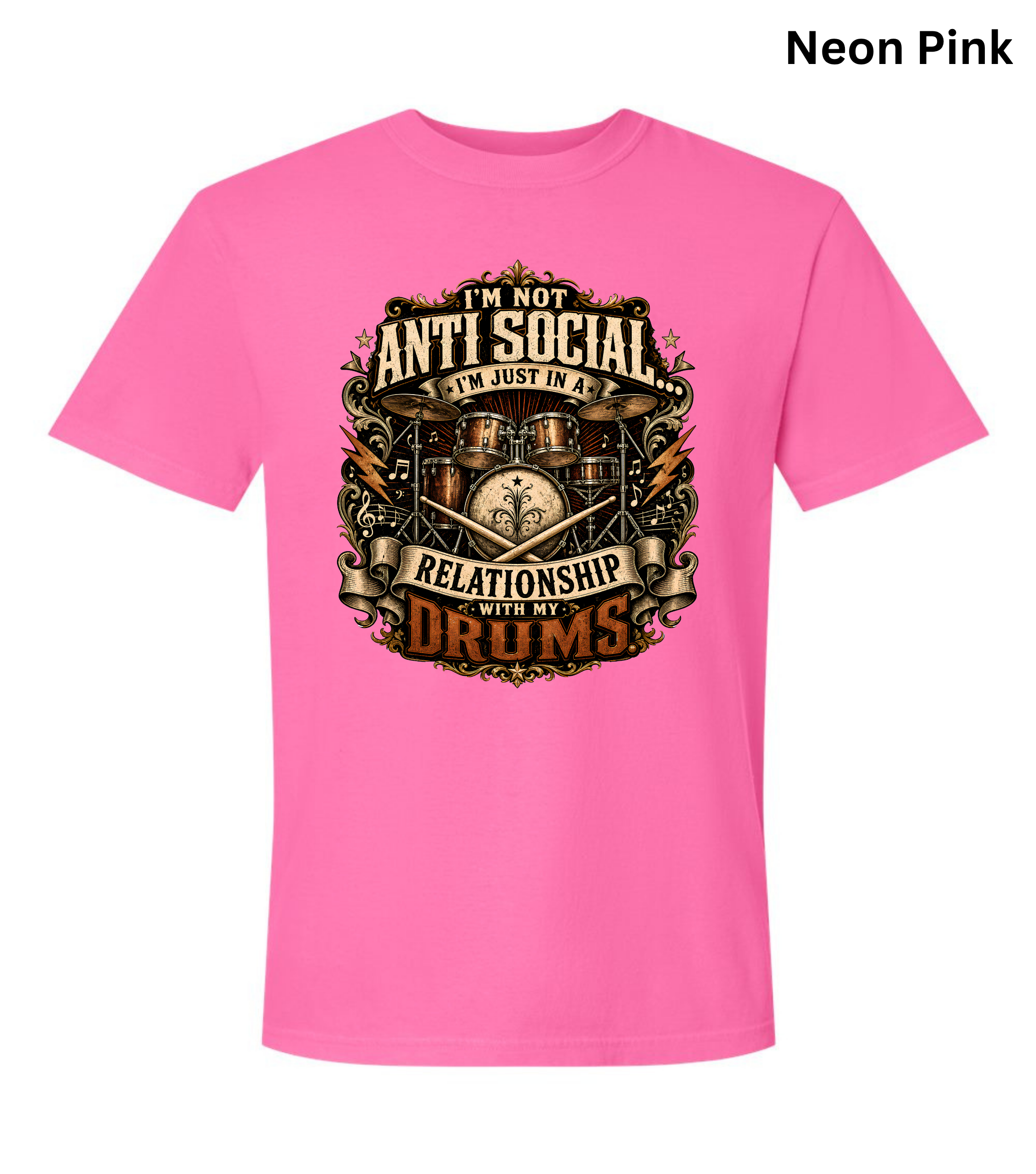 I'm Not Anti Social I'm Just in a Relationship With My Drums T-Shirt | Funny Drummer Shirt | Vintage Drum Set Tee | Drummer Gift | Musician Apparel