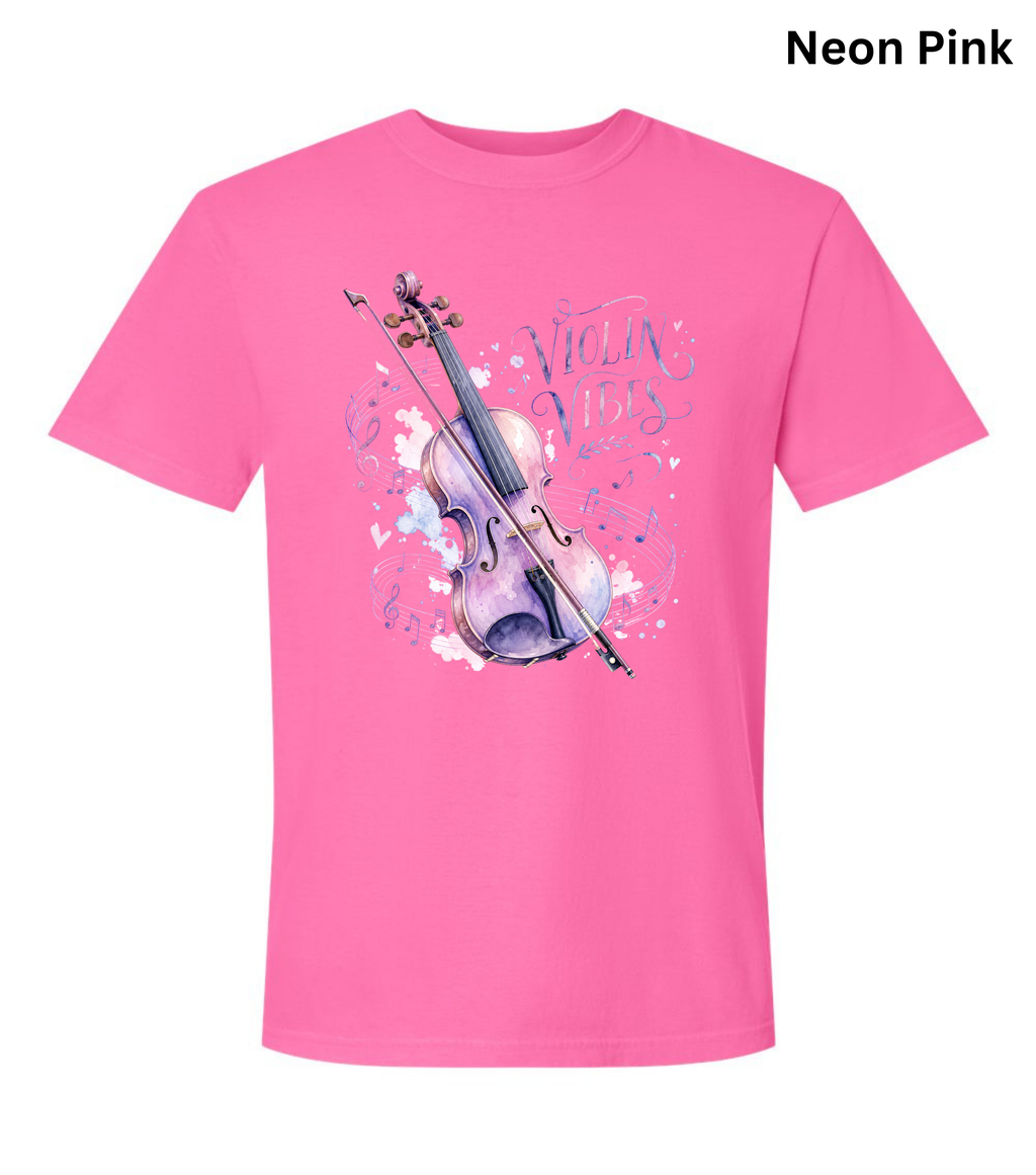 Violin Vibes T-Shirt | Watercolor Violin Graphic Tee for Violinists, Orchestra Musicians & Music Lovers