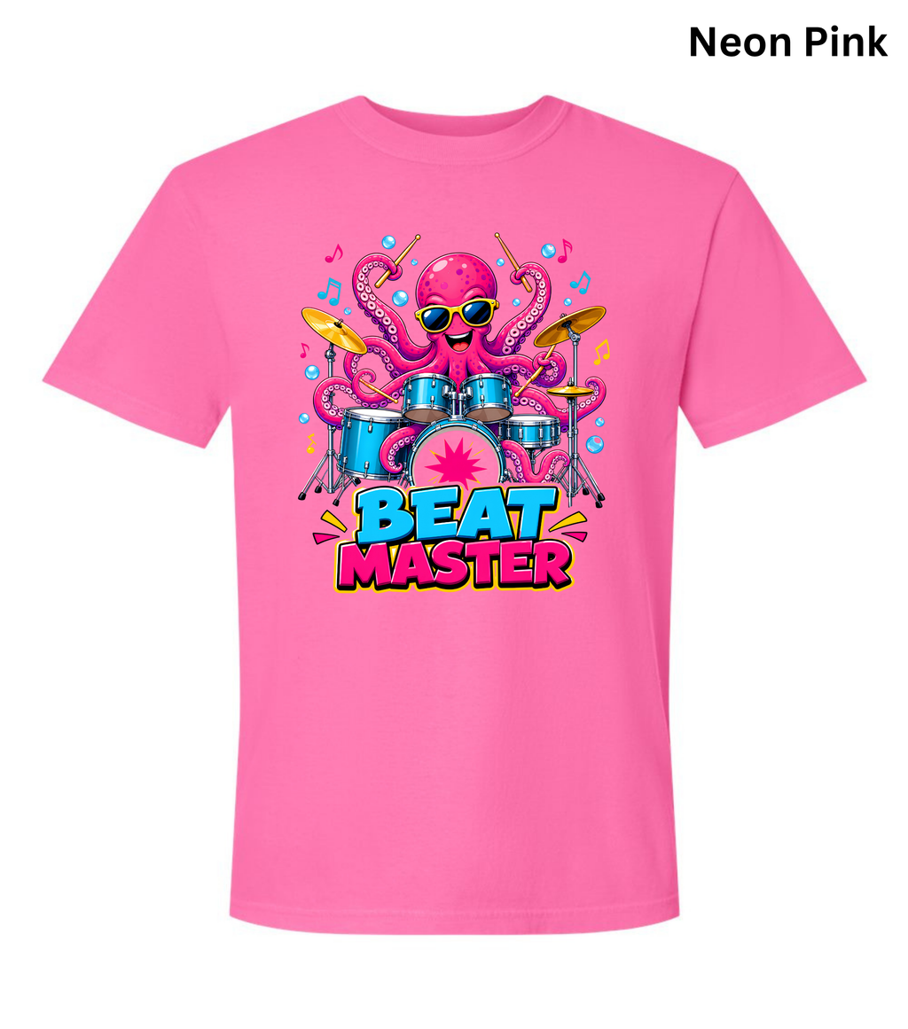Beat Master Drummer Octopus T-Shirt | Funny Drum Player Tee | Drummer Graphic Shirt | Music Lover Gift | Cute Octopus Drum Set Tee | Unisex Music Apparel