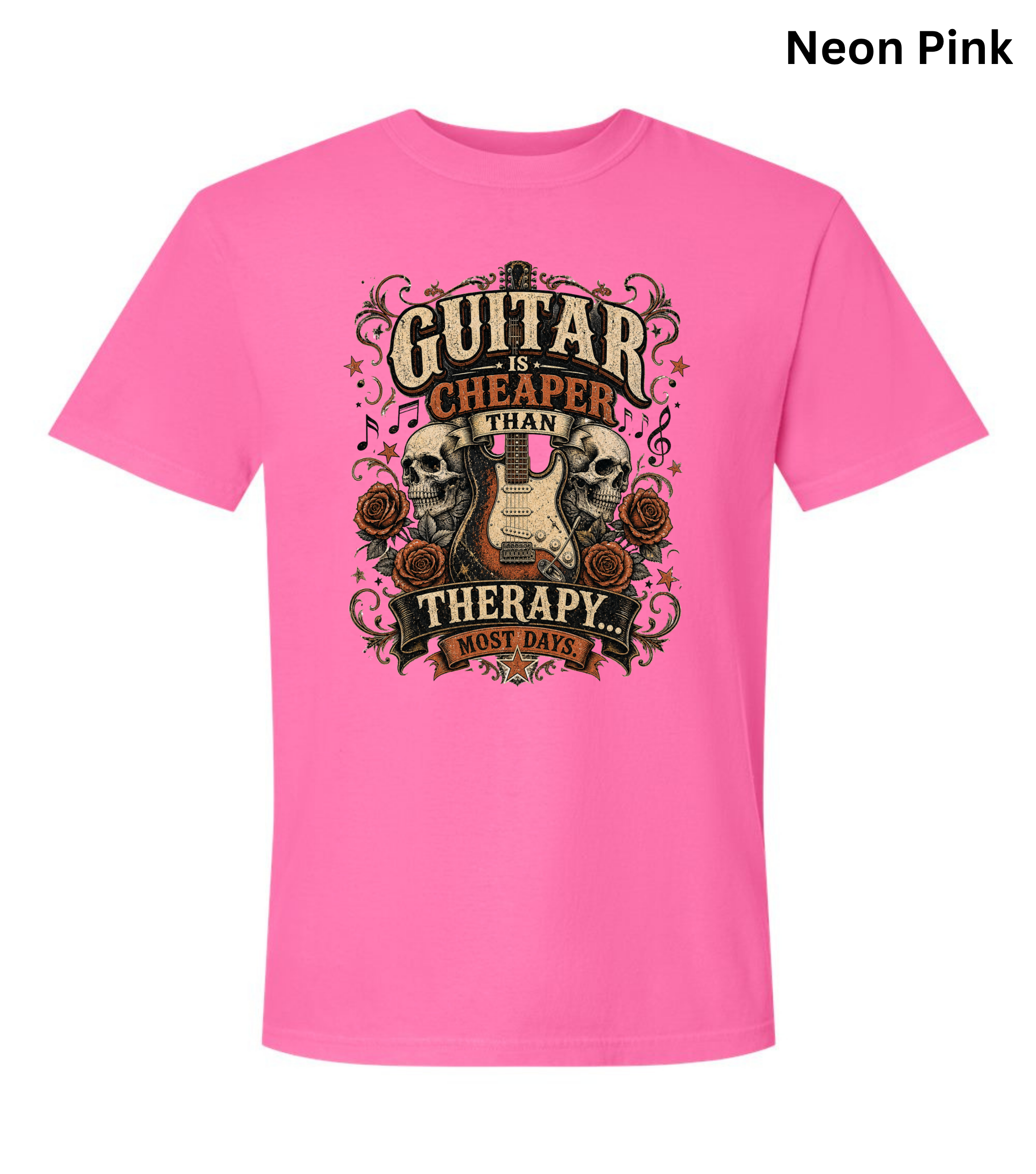 Guitar Is Cheaper Than Therapy Shirt | Funny Guitar Player T-Shirt | Vintage Guitar Tee | Rock Music Shirt | Guitarist Gift | Musician Graphic Tee