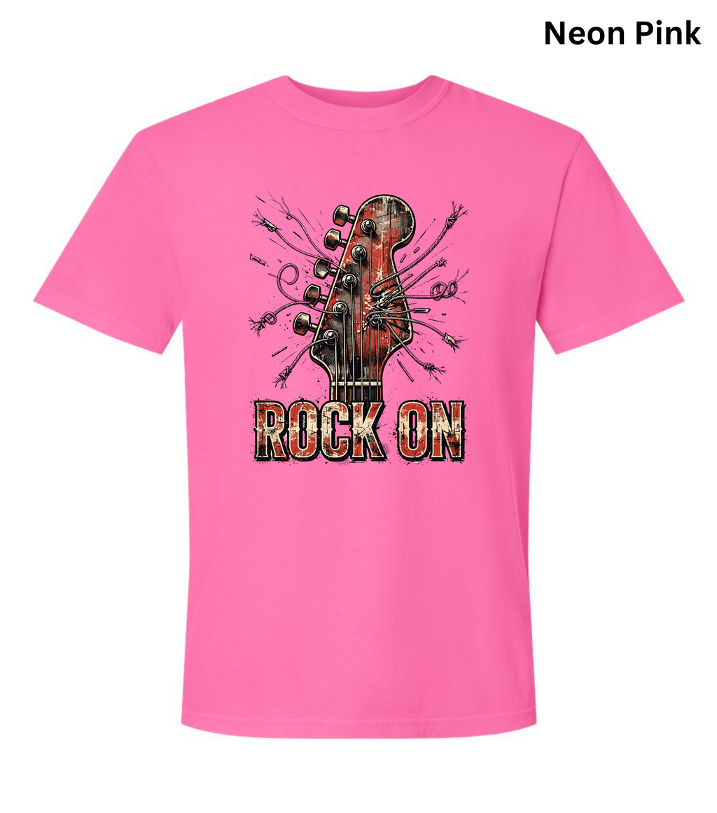 Rock On Guitar T-Shirt | Vintage Rock Music Tee | Guitar Player Shirt | Music Lover Graphic Tee | Rock Band Shirt | Musician Gift for Men & Women