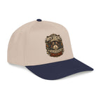 Beige and green cap with a patch on a white background