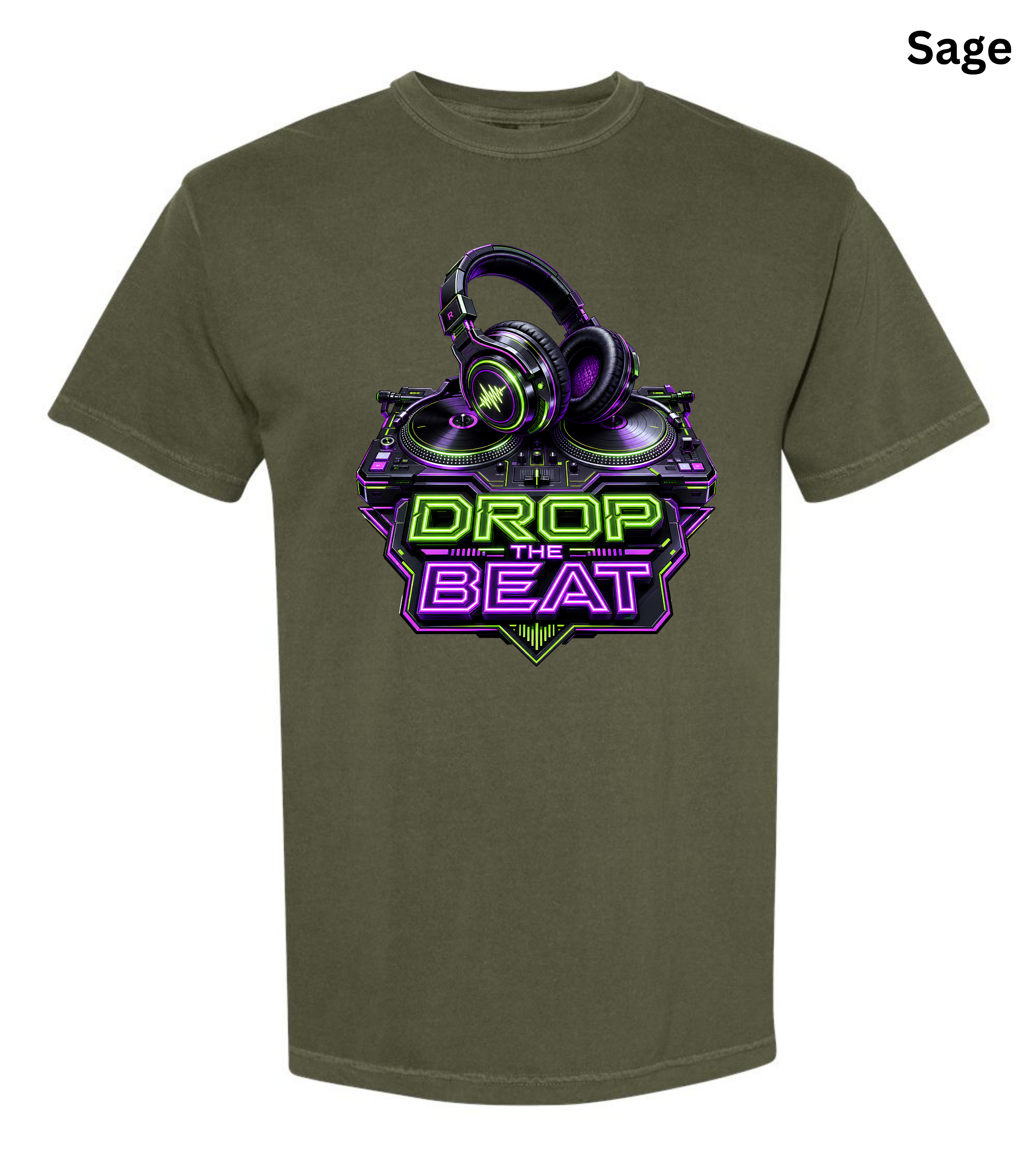 Drop the Beat DJ T-Shirt | Neon DJ Headphones & Turntable Graphic Tee for DJs, EDM & Electronic Music Lovers
