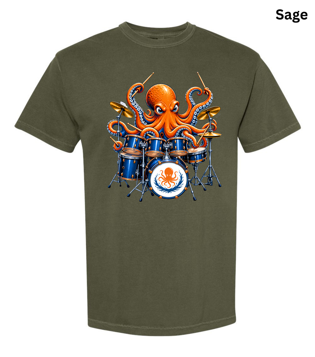 Funny Octopus Drummer T-Shirt | Drumming Octopus Graphic Tee | Cute Drum Player Shirt | Music Lover Gift | Drummer Apparel | Marine Animal Shirt