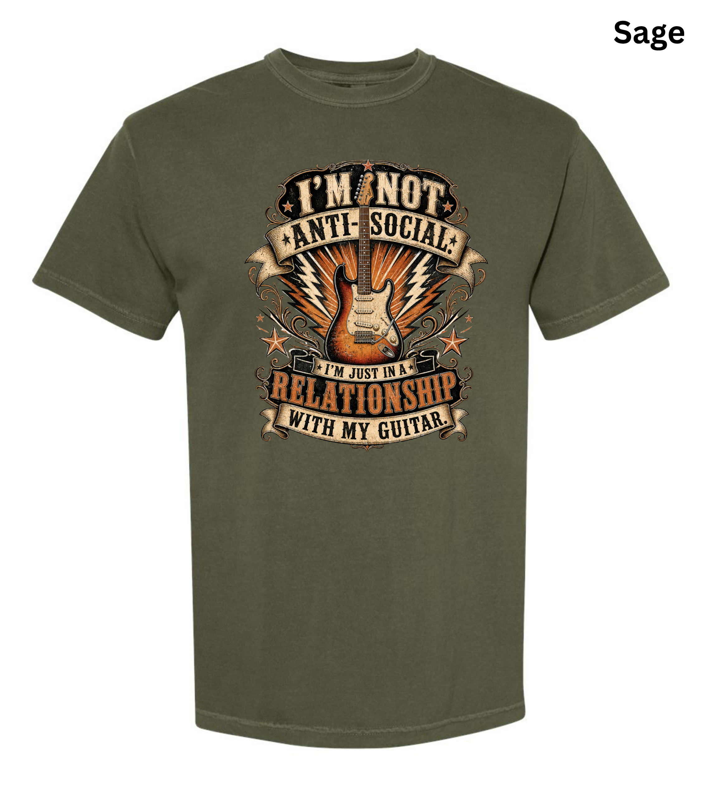 I'm Not Anti Social I'm Just in a Relationship with My Guitar Shirt | Funny Guitar Player T-Shirt | Vintage Musician Tee | Rock Guitar Gift