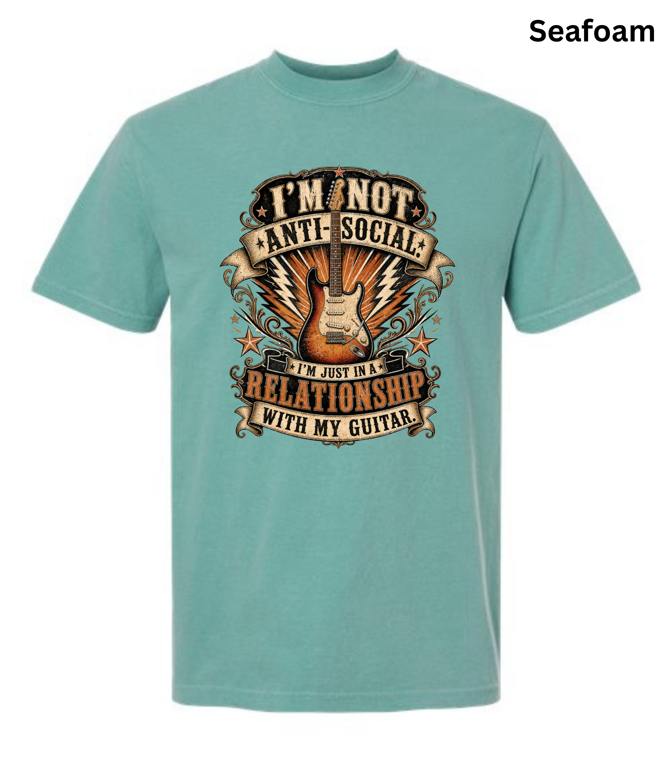I'm Not Anti Social I'm Just in a Relationship with My Guitar Shirt | Funny Guitar Player T-Shirt | Vintage Musician Tee | Rock Guitar Gift