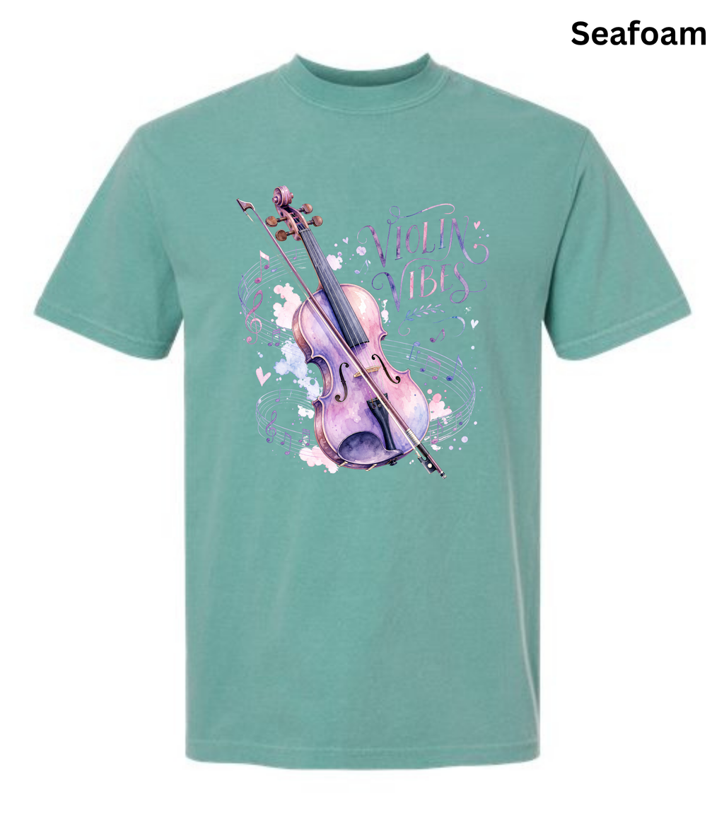 Violin Vibes T-Shirt | Watercolor Violin Graphic Tee for Violinists, Orchestra Musicians & Music Lovers