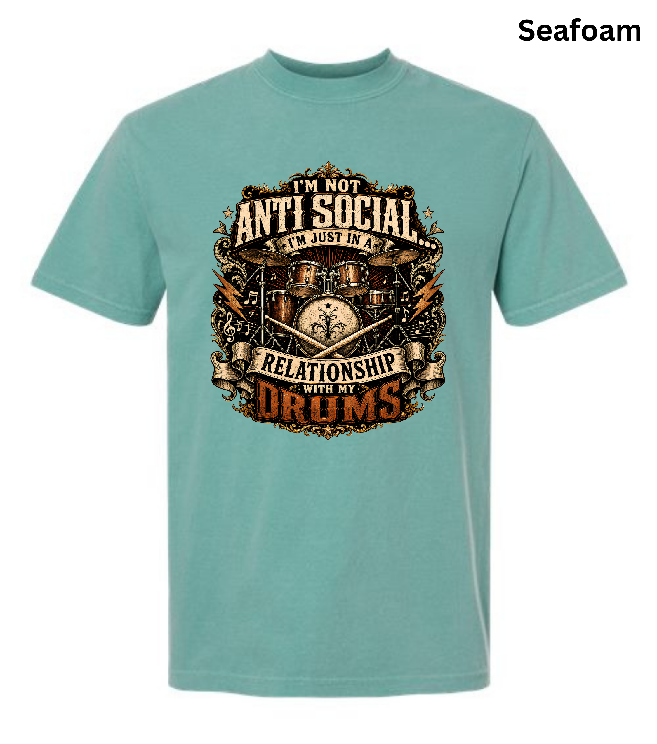 I'm Not Anti Social I'm Just in a Relationship With My Drums T-Shirt | Funny Drummer Shirt | Vintage Drum Set Tee | Drummer Gift | Musician Apparel