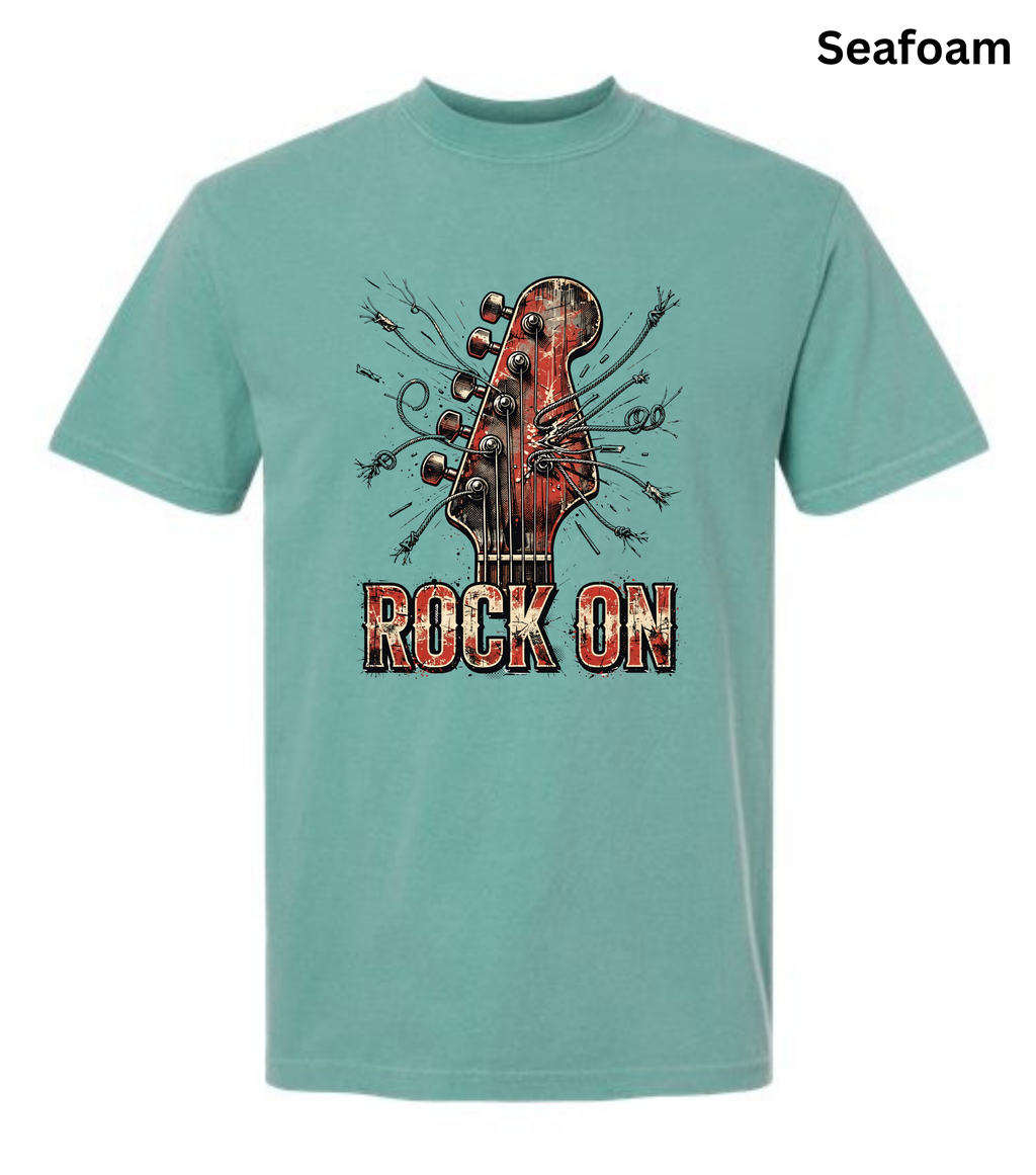Rock On Guitar T-Shirt | Vintage Rock Music Tee | Guitar Player Shirt | Music Lover Graphic Tee | Rock Band Shirt | Musician Gift for Men & Women